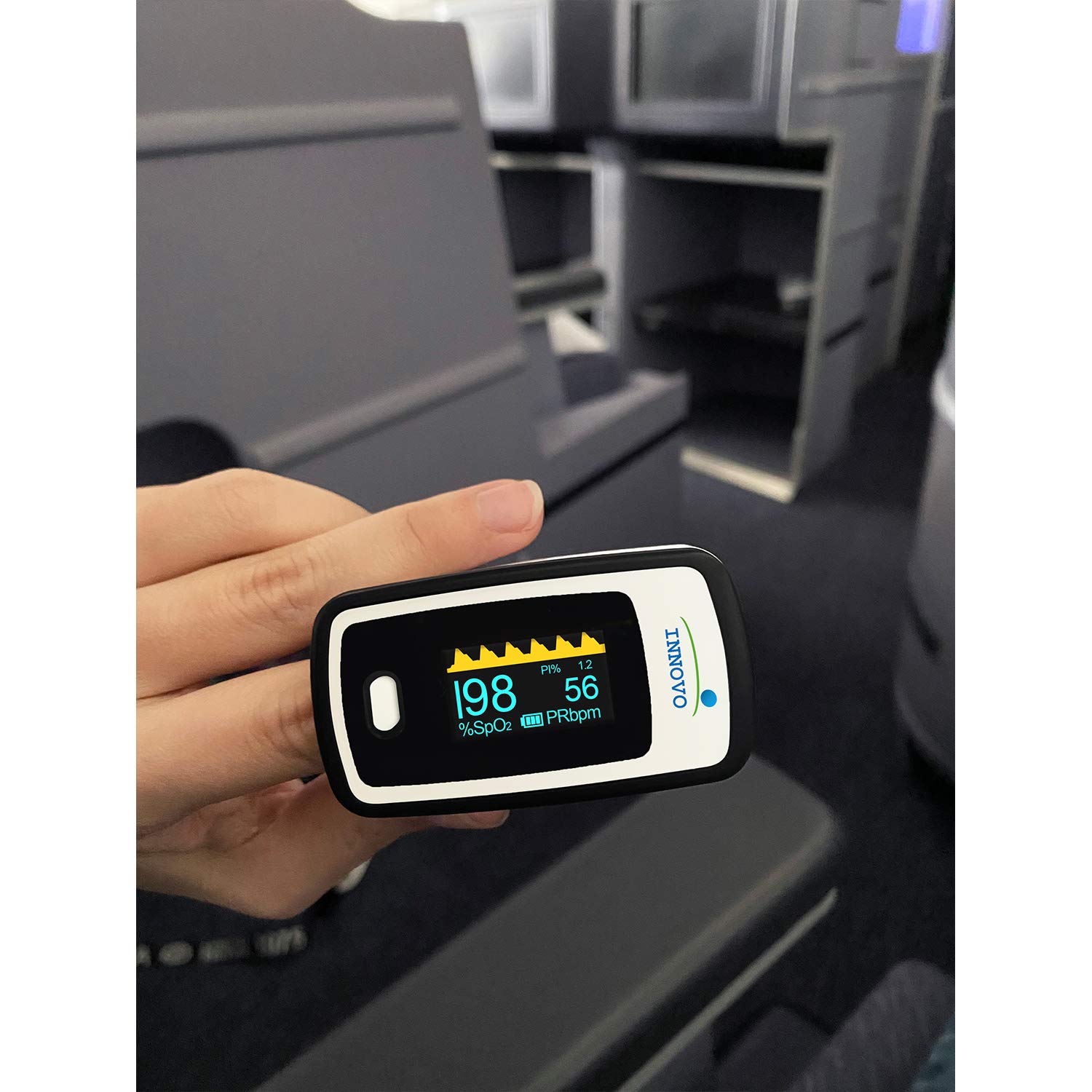 Innovo Deluxe iP900AP Fingertip Pulse Oximeter Blood Oxygen Saturation Monitor with Alarm, Plethysmograph and Perfusion Index - Image 5