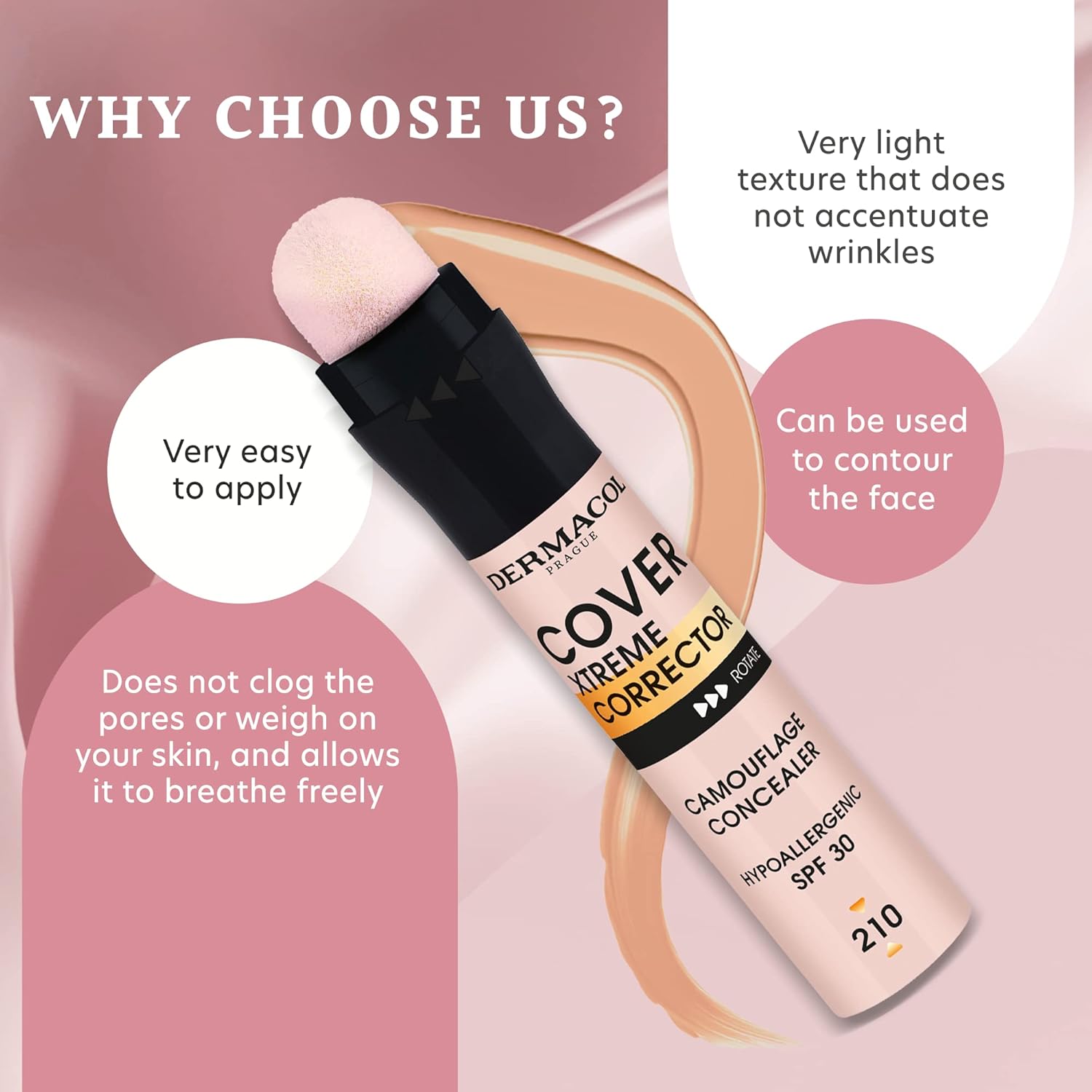 Dermacol - Cover Xtreme Corrector Contour Stick, Long Lasting Non-Allergenic Liquid Contour with SPF30, High Coverage Light Formula Corrector Concealer Makeup for Acne-Prone Skin No. 2 (208) - Image 4