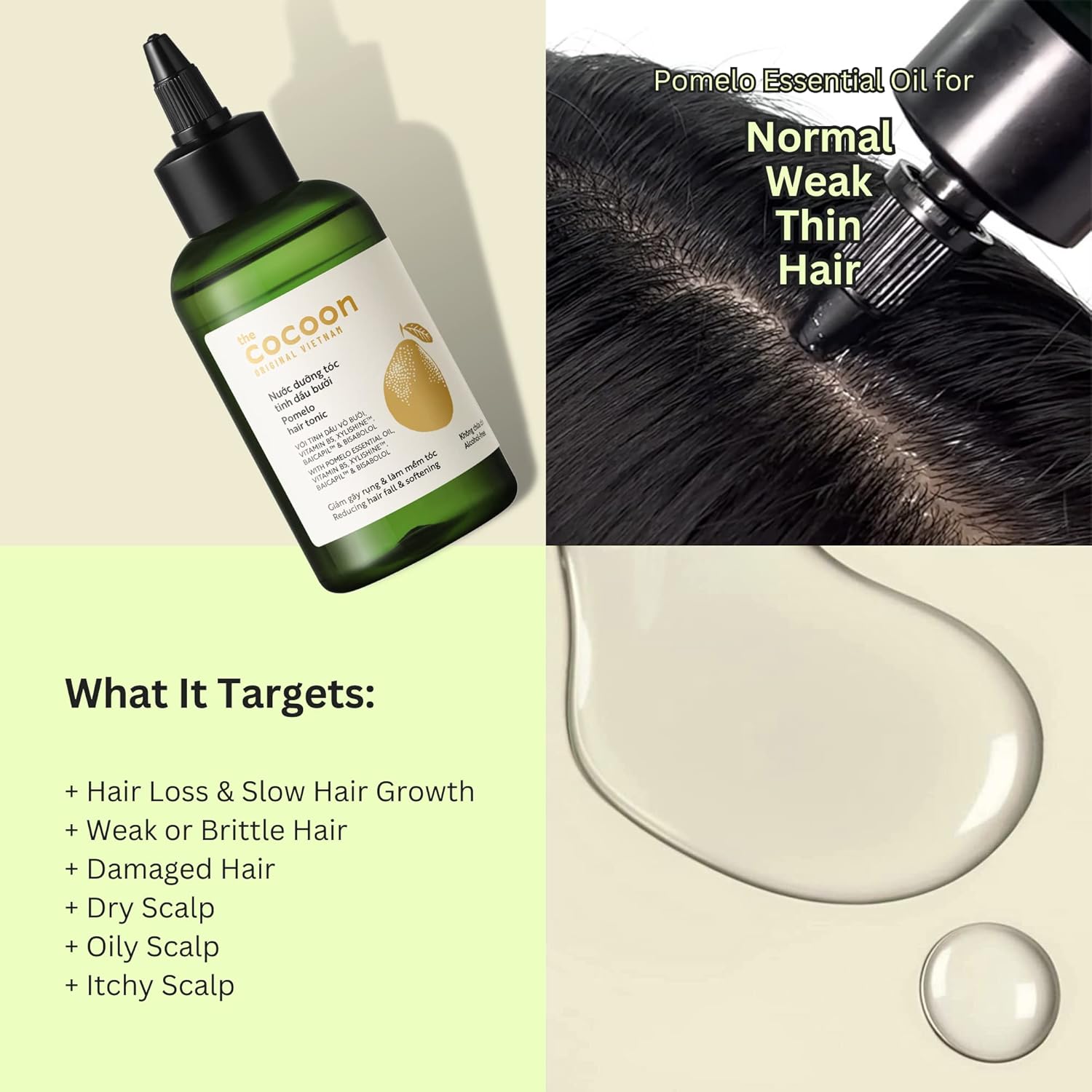 Cocoon Pomelo Grapefruit Oil Vegan Hair Serum 4.73 fl oz for Thinning Hair - Image 4
