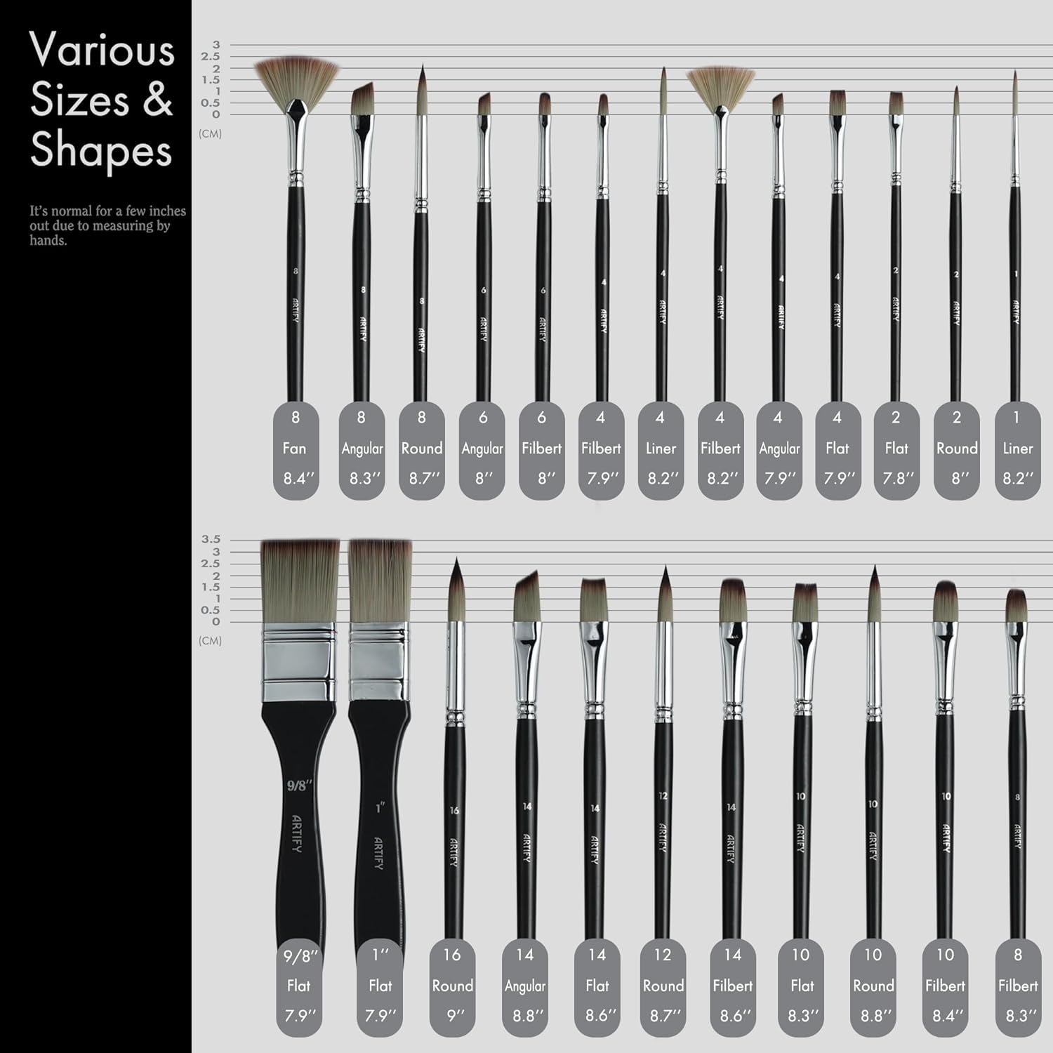 ARTIFY 24 Pieces Paint Brush Set, Expert Series, Enhanced Synthetic Art Supplies with Brush Holder and Palette Knife for Acrylic, Oil, Watercolor and Gouache Painting - Image 2