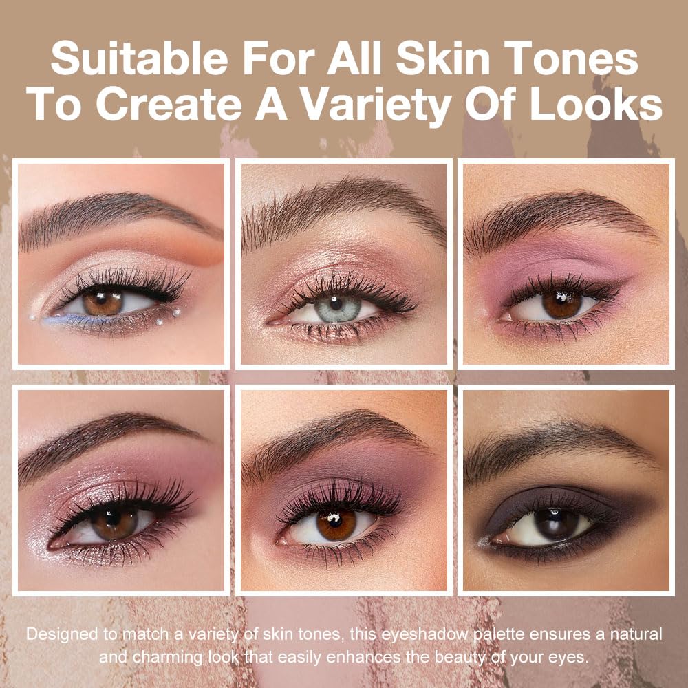 Kaely 6 Colors Mini Pink Eye Shadow Palette Makeup, Neutral Matte Shimmer Eyeshadow Palette for Older Women Highly Pigmented Waterproof, paleta de sombras de ojos, Vegan & Cruelty-free, 07 - Image 3