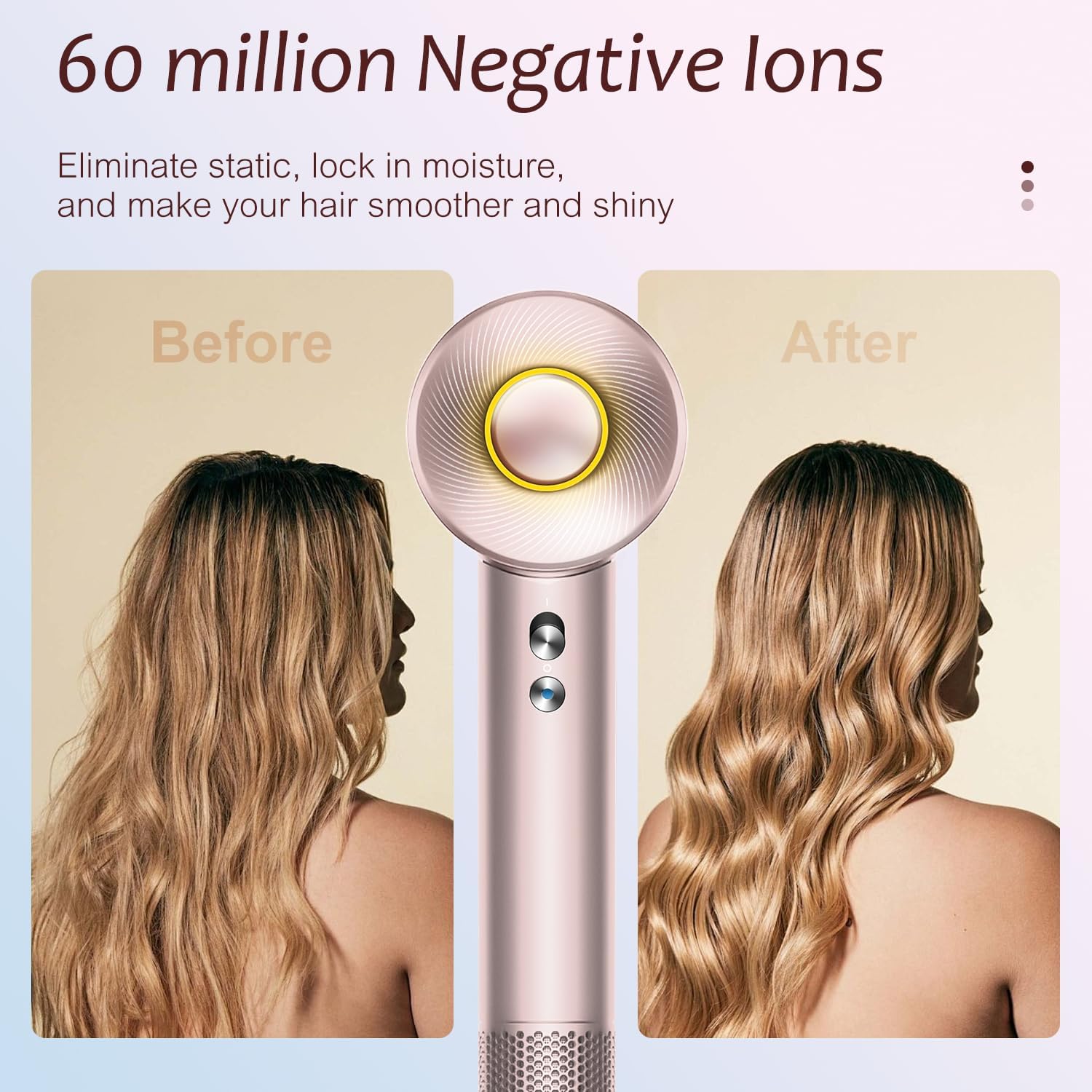 Brushless Powerful Hair Dryer, 1600W 110,000 RPM Fast Drying High Speed Blow Dryer with Negative Ion Technology, Portable Lightweight with Diffuser and Nozzle for Home Salon Travel, Pink - Image 4