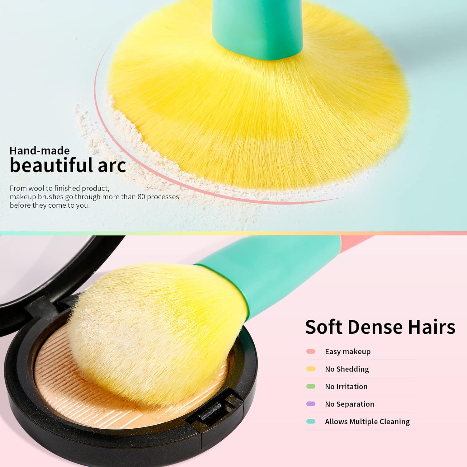 Docolor Makeup Brushes 15Pcs Colourful Makeup Brush Set Premium Gift Synthetic Face Powder Kabuki Foundation Contour Blush Concealers Eye Shadow Blending Make Up Brush Kit - Dream of Color - Image 4