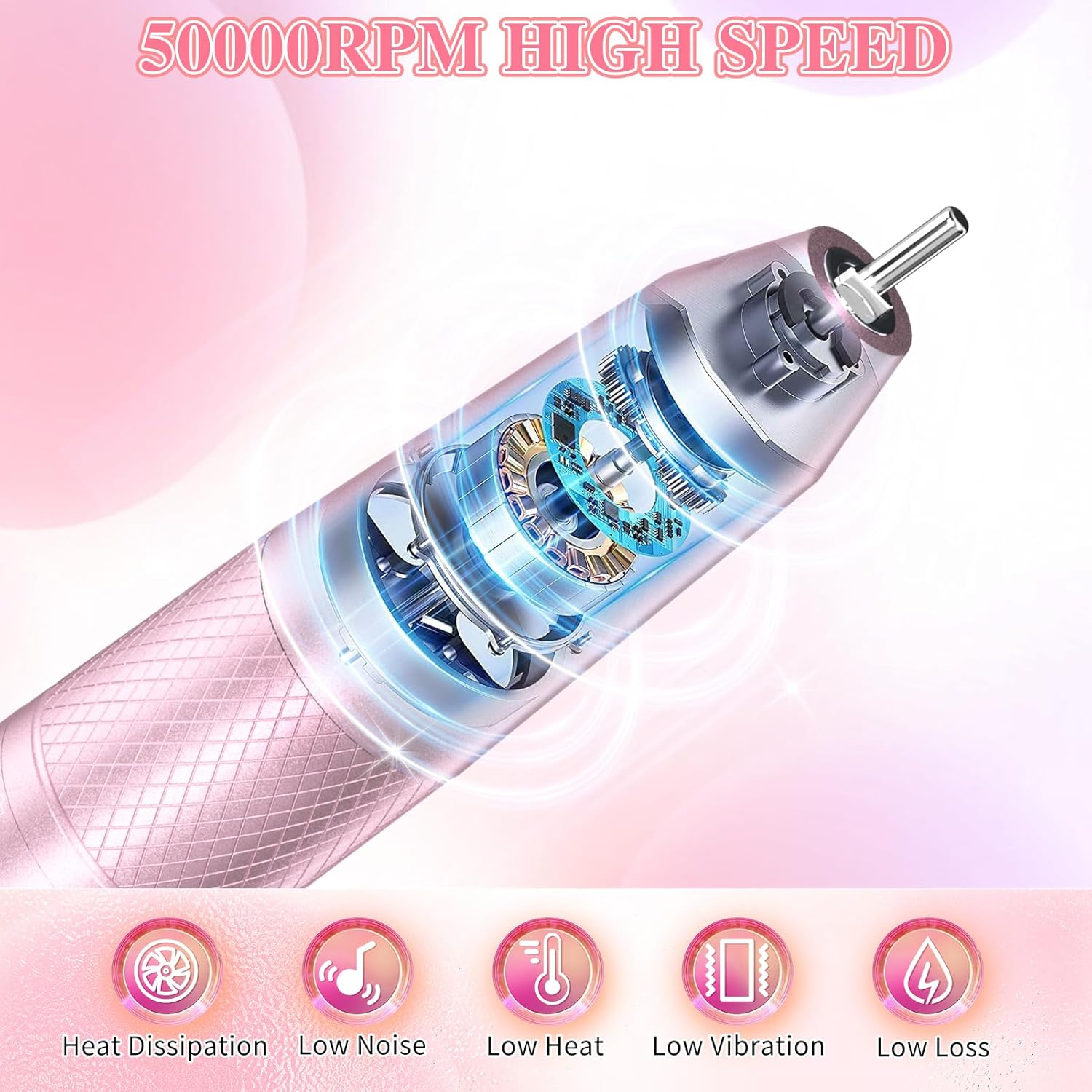 Rechargeable 6000mAh Portable Electric Nail Drill 50000RPM Pro for Home and Salon Use - Image 4