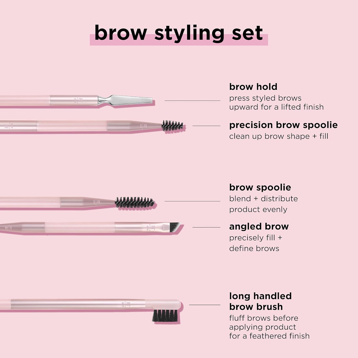 Real Techniques Brow Styling Set, For Lifting Brows, Fill & Style, Dual-ended Makeup Brushes, Full Kit for Eyebrows, Get Full, Laminated, or Natural Brows, Multiuse Tools, 3 Piece Set - Image 4