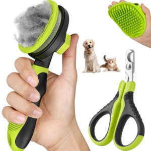 3PCS Cat Grooming Kit | Brush for Shedding | Nail Clipper | Trimmer | Bath Brush for Long and Short Haired Indoor Cats - Premium Supplies