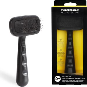 Tweezerman Dog and Cat Slicker Brush for Small Pets, Grooming Brush with Coated Bristles to Prevent Scratching and Ergonomic Handle