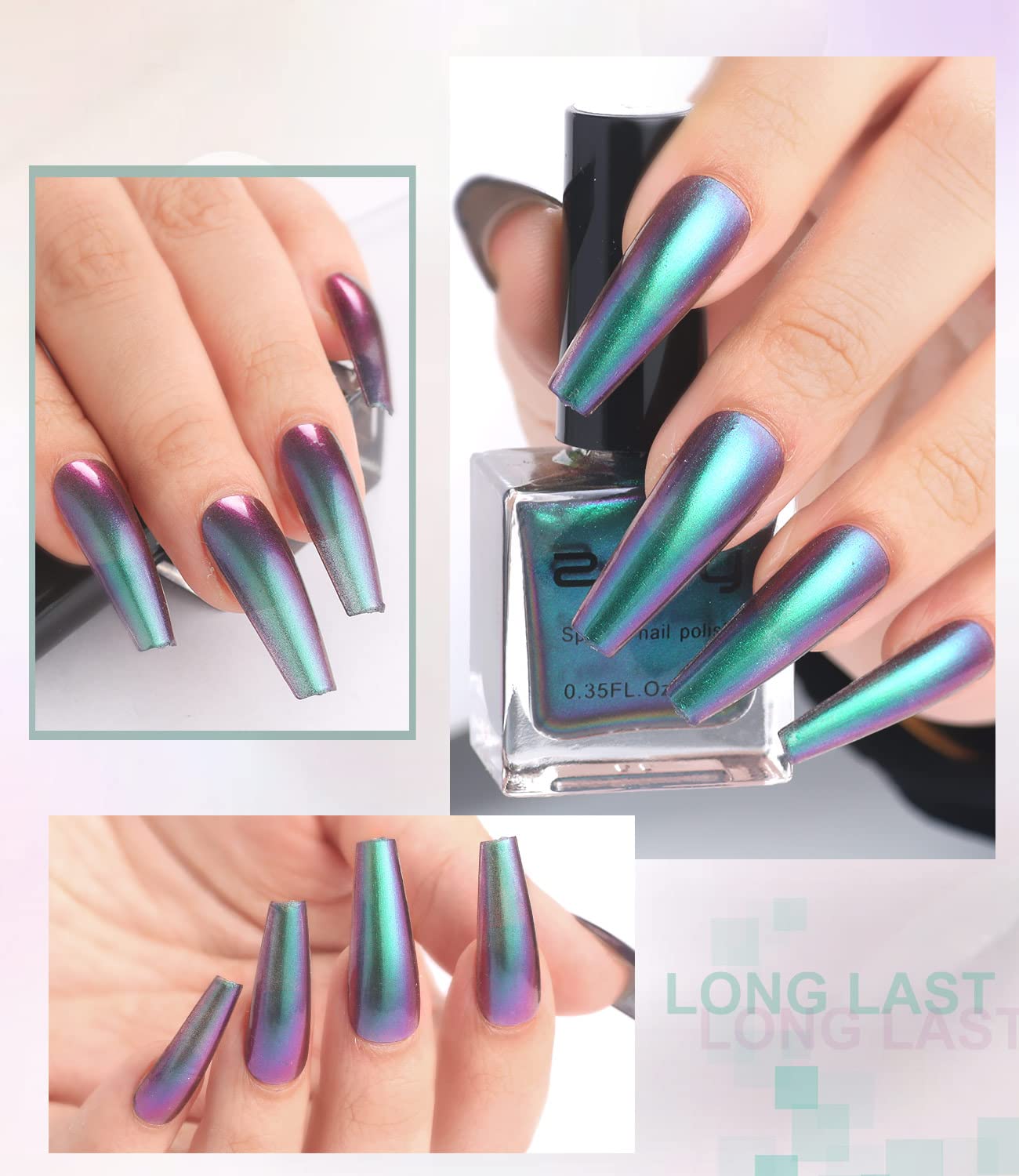 Major Dijit Chameleon Nail Polish Holographic Glitter Quick Dry Nail Polish Shimmer Iridescent Chrome Nail Art Varnish (02) - Image 6