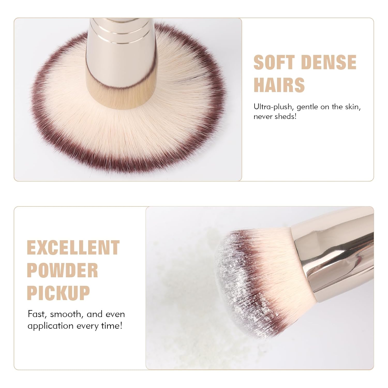 Dual-Ended Foundation Brush: Round & Angled Pro-Grade makeup brushes, 100% Vegan Synthetic Makeup Brush for Flawless Blending and Application of Liquid, Powder, Cream, Blush - Image 5