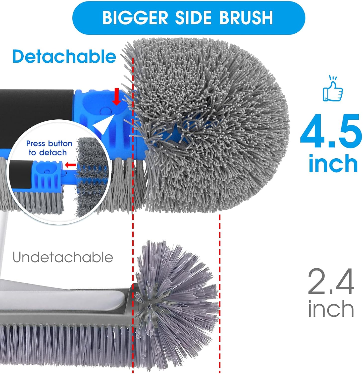 20'' 2 in 1 Pool Brush Head Cobweb Duster Heavy Duty Pool Cleaning Detachable Round Brush with EZ Clip & Wavy Nylon Bristles for Inground Pool & Above-Ground Pool (Without Pole) - Image 3