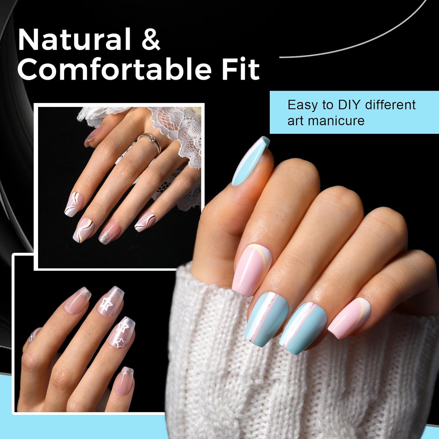 TOMICCA Clear Nail Tips Acrylic Nails 240Pcs Short Coffin Acrylic Nail Kit Gel Nail Tips Pre-shape Clear Nails for Beginner and Professional DIY Salon 12 Sizes - Image 3