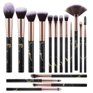 111 Makeup Brushes 16PCs Marble Makeup Brush Set With Case Premium Synthetic Foundation Powder Concealers Blending Eye Shadows Eyelash Eyebrow Face Make Up Brush Kit,Makeup Starters