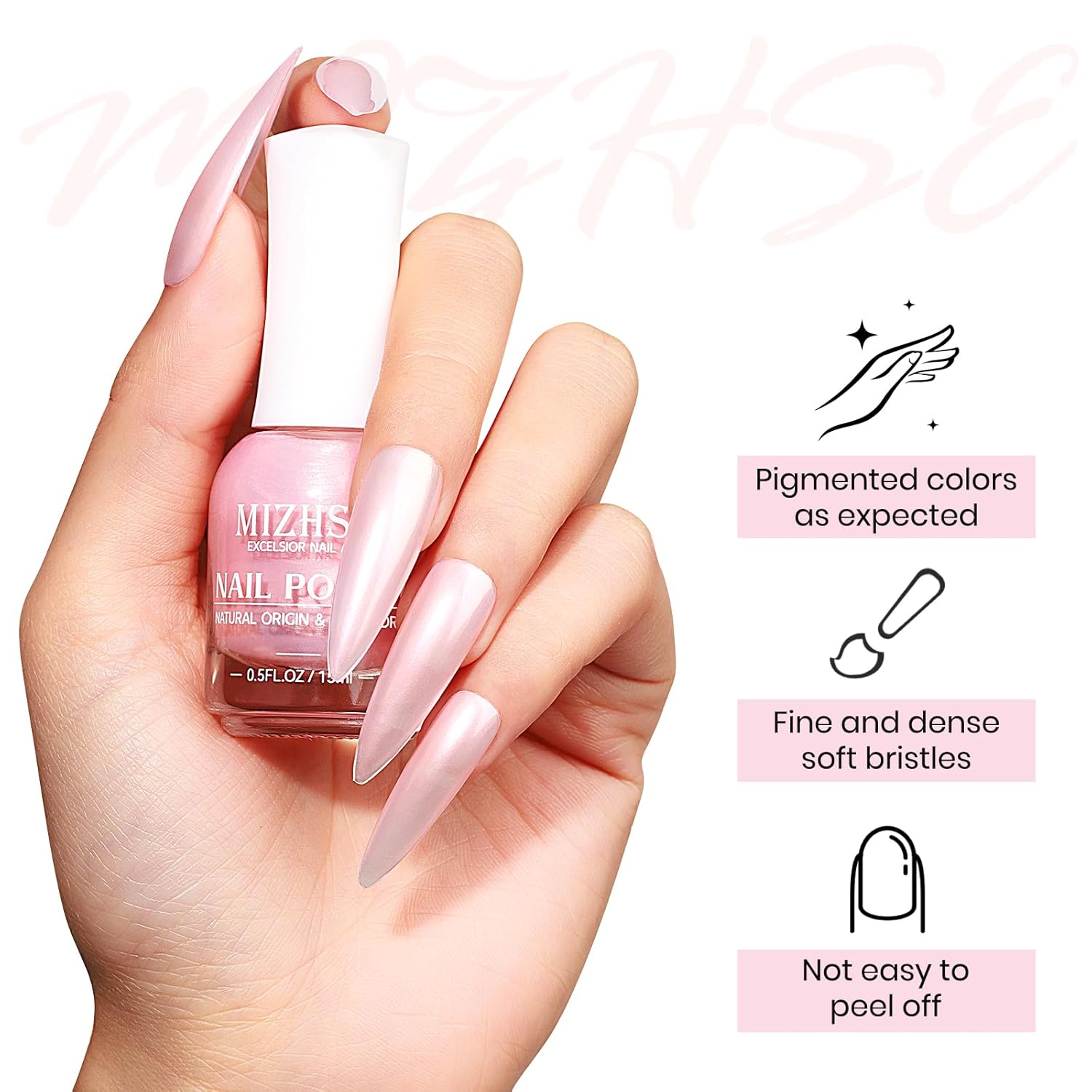 MIZHSE Nail Polish: 15Ml Mermaid Pearl Nail Polish Pink Aurora Effect Nail Polish, Fingernail and Toenail Polish Glossy Long Lasting Nail Polish Trendy DIY at Home Nail Gift Spree - Image 6