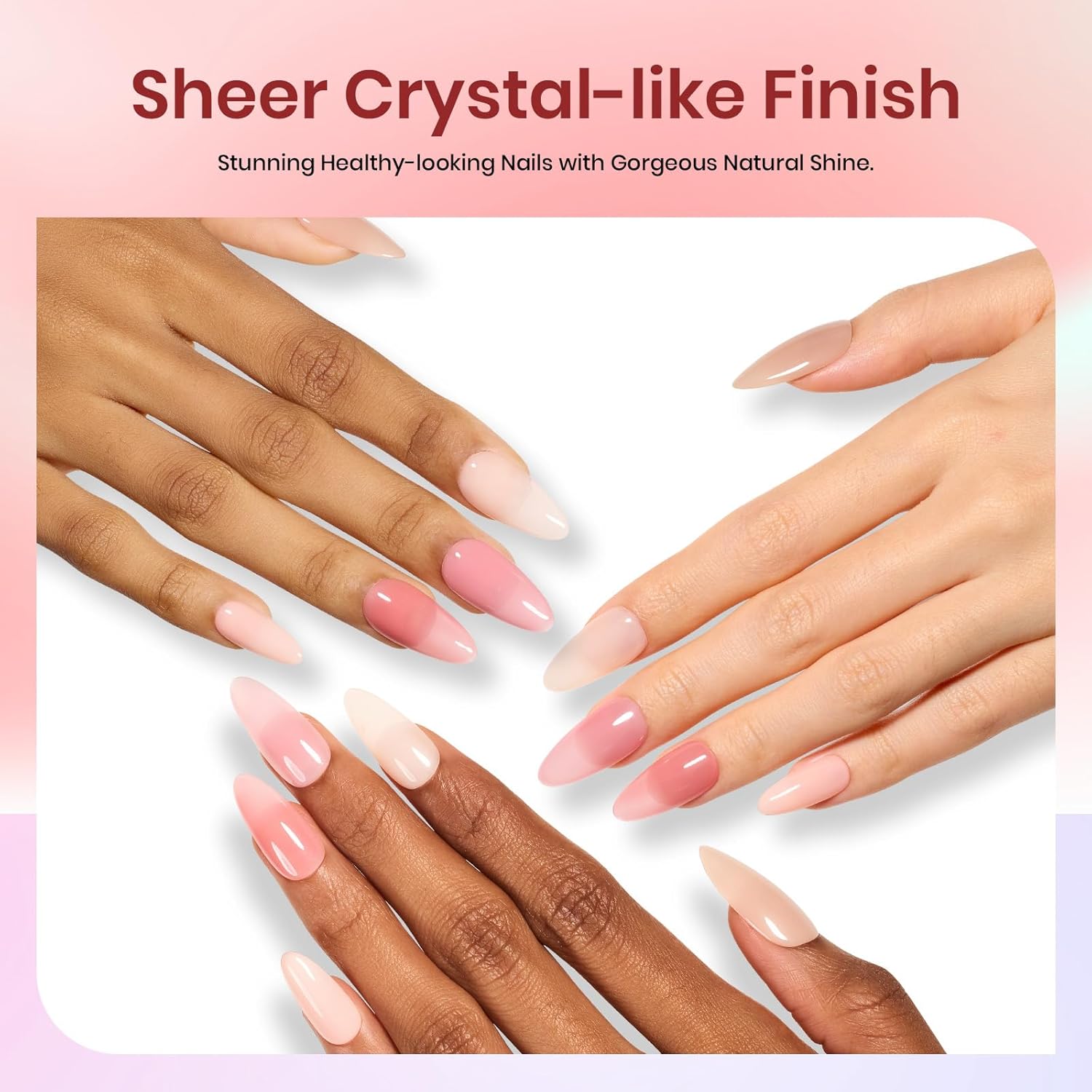 Beetles Jelly Gel Nail Polish Set, 6 Colors Jelly Gel Polish Kit Nude Pink Neutral Nail Art Design Sheer Translucent Gel Nail Kits Soak Off Uv Nail Lamp Cured Nail Manicure Gift for Women - Image 5