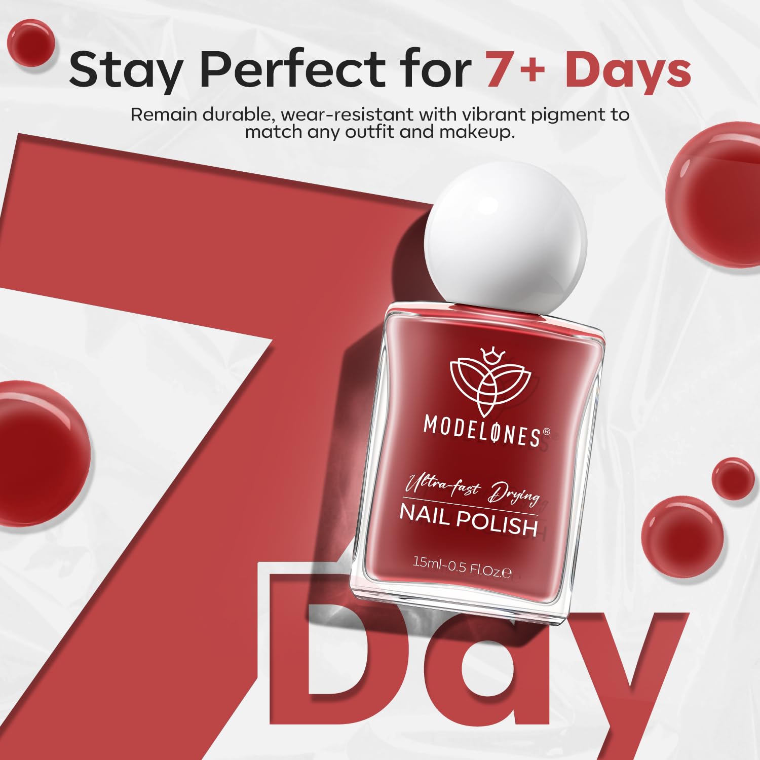 modelones Jelly Red Nail Polish, Sheer Dark Red Clear Translucent Semi-Transparent 15 ml Quick Dry Nail Lacquer Strengthener Long Last Finger Toe Nail Art DIY Manicure Gift for Women Girls 0.5 Fl Oz - Image 6