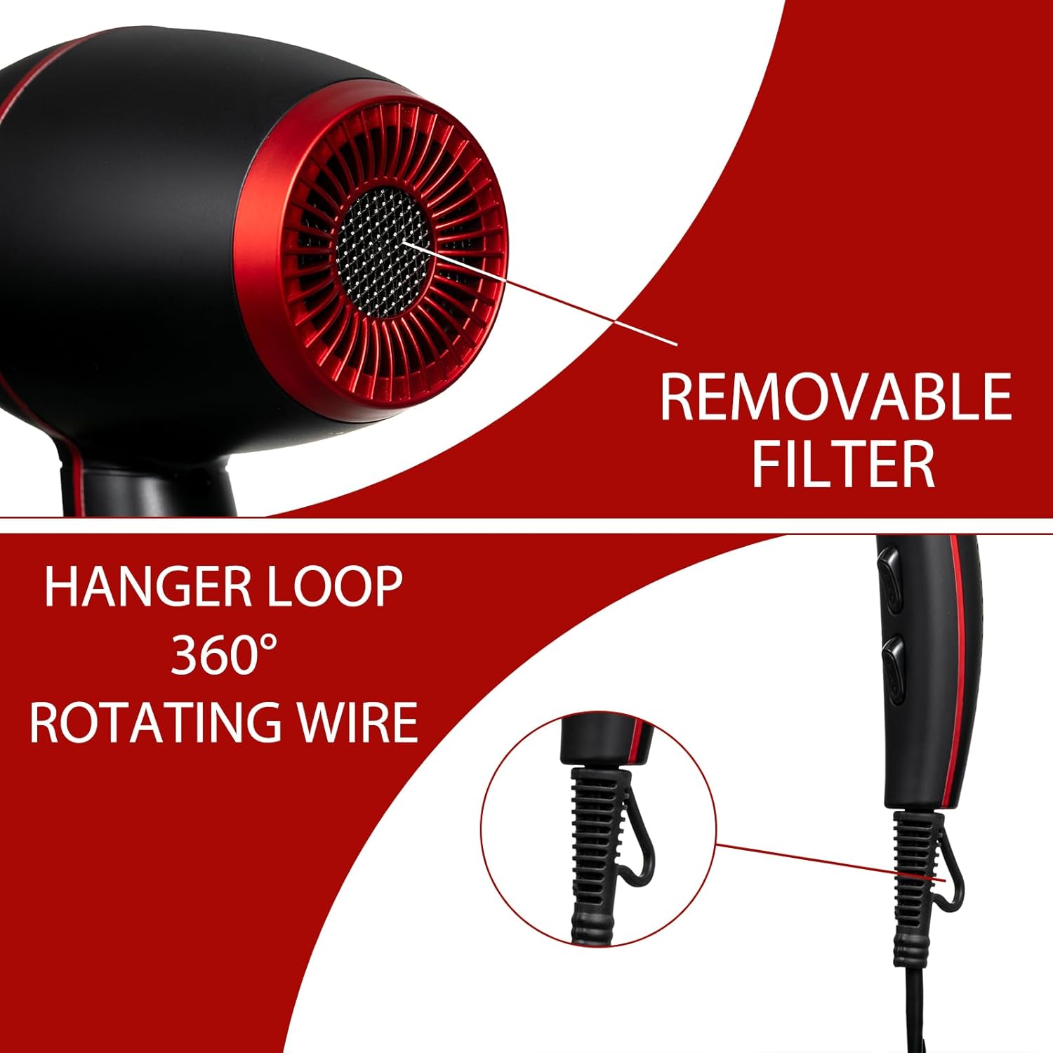 21Pcs Professional Hair Dryer Kit - Ionic, Lightweight, Low Noise, Constant Temperature, 1800W Blow Dryer for Women and Men - Includes Hair Dryer, Nozzles, and Accessories Set - Image 7