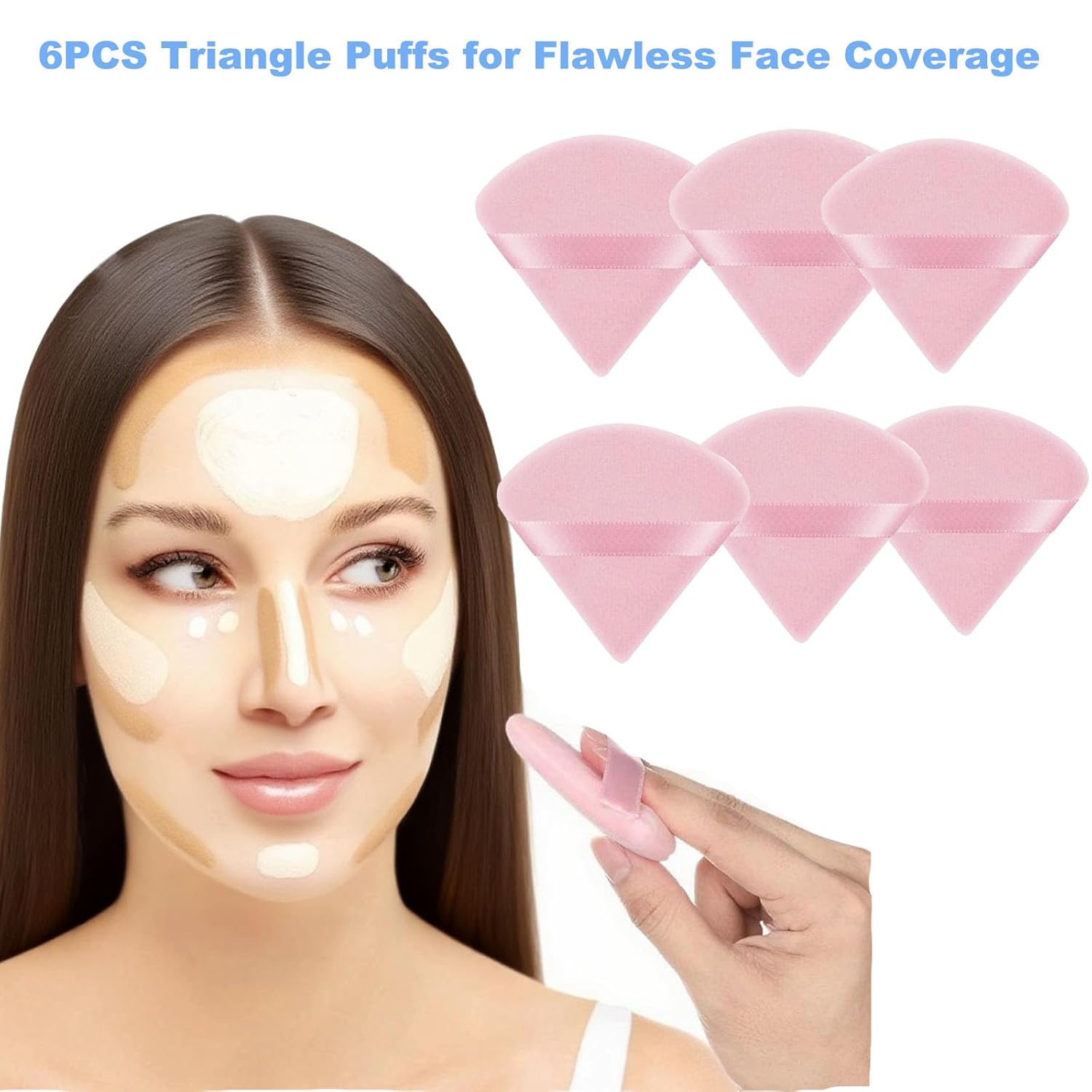 3.35" Portable Body Powder Jar with 1 Soft Puff and 6 Triangle Puffs Set - Image 3
