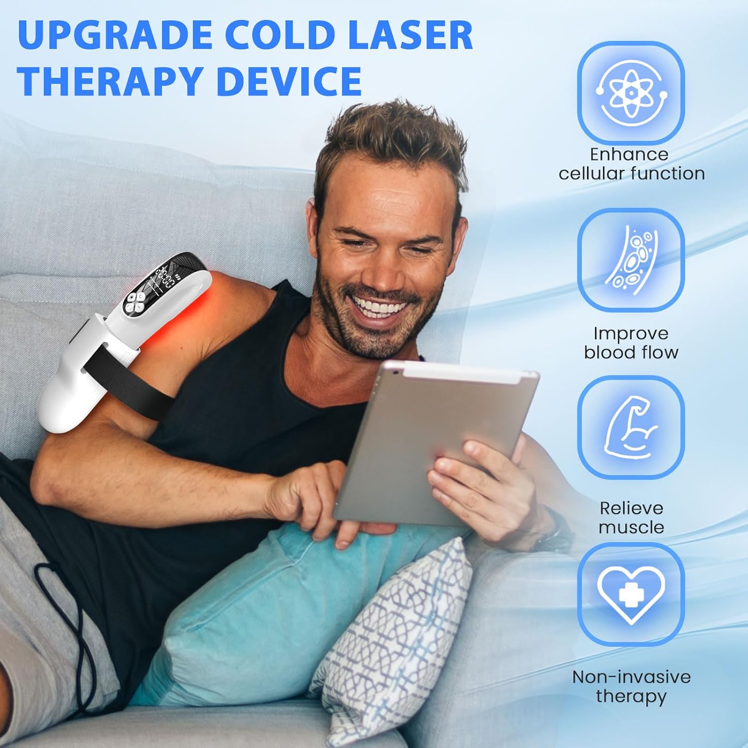 Upgrade Cold Laser Therapy Device, 2-in-1 Laser Therapy Device (4x808nm +12X650nm), Red&Infrared Light Therapy for Deep Tissue, Joint and Muscle Care Fast Recovery-White - Image 2