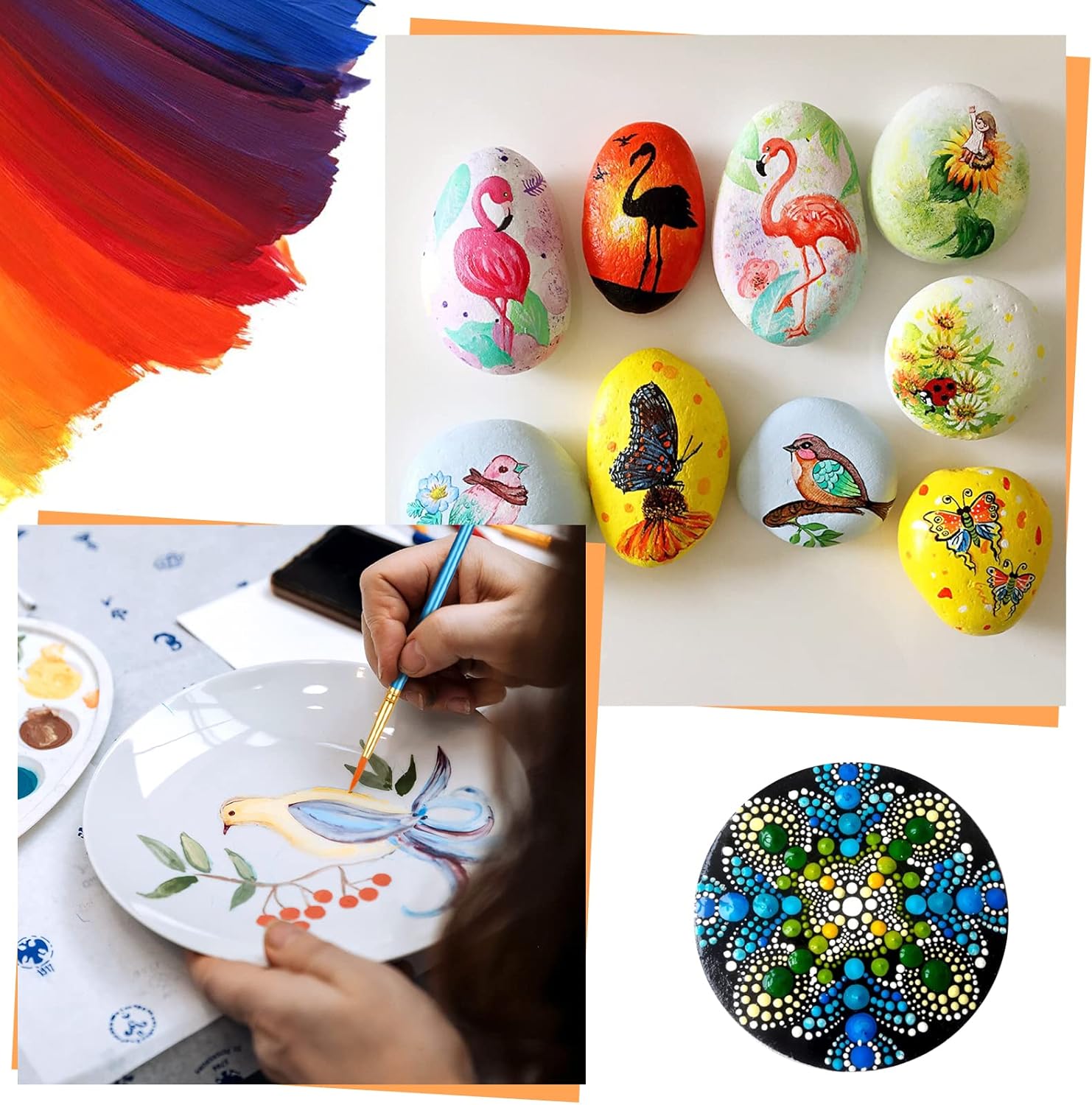 20 Pcs Paint Brushes, Acrylic Painting Brush Set, Watercolor Brushes, Acrylic Brushes for Oil Watercolor, Miniature Detailing, and Rock Painting - Image 6