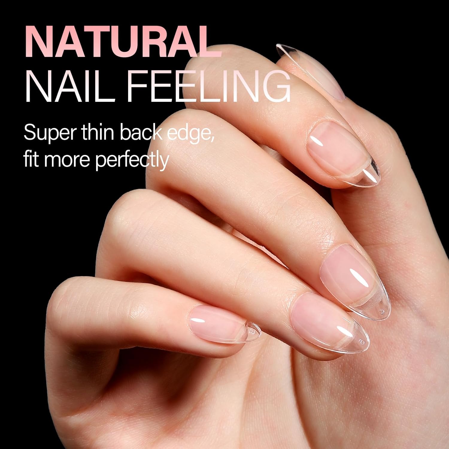 AILLSA Short Almond Nail Tips Pre-Shaped Acrylic Nail Tips Half Matte Full Cover Nails Tips Clear Gelly Press on Flase Tip Nail for Extension Nail Manicure Home DIY 240PCS 15Sizes - Image 3