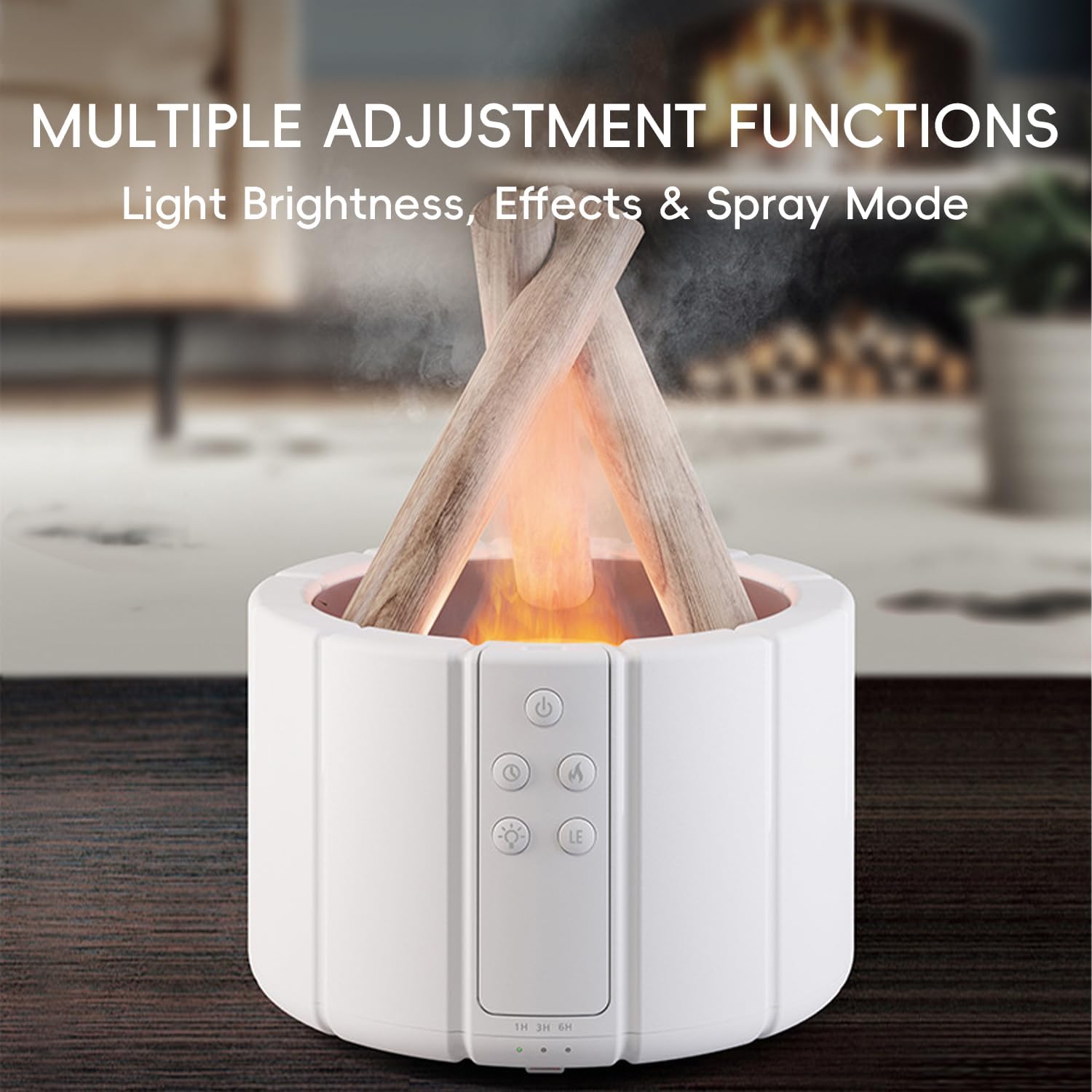 Campfire Flame Fire Diffuser, Bonfire Aromatherapy Essential Oil Diffuser, 250ml Wood Cool Mist Humidifier for Home,Bedroom,Office, Remote Control, Auto Shut-Off, Night Light, Gift (White) - Image 4