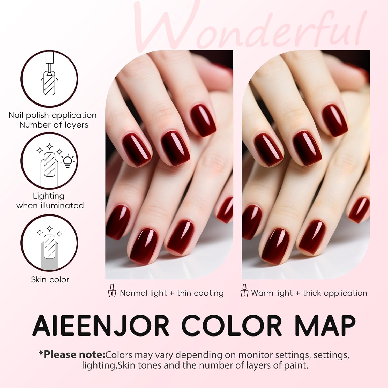 Red Brown Nail Polish, Quick Dry Nail Polish, No UV Lamp Needed, Streak Free, Long- Last Fingernail Polish for Nail Manicure Salon DIY Nail Art, 0.35 fl oz - Image 3