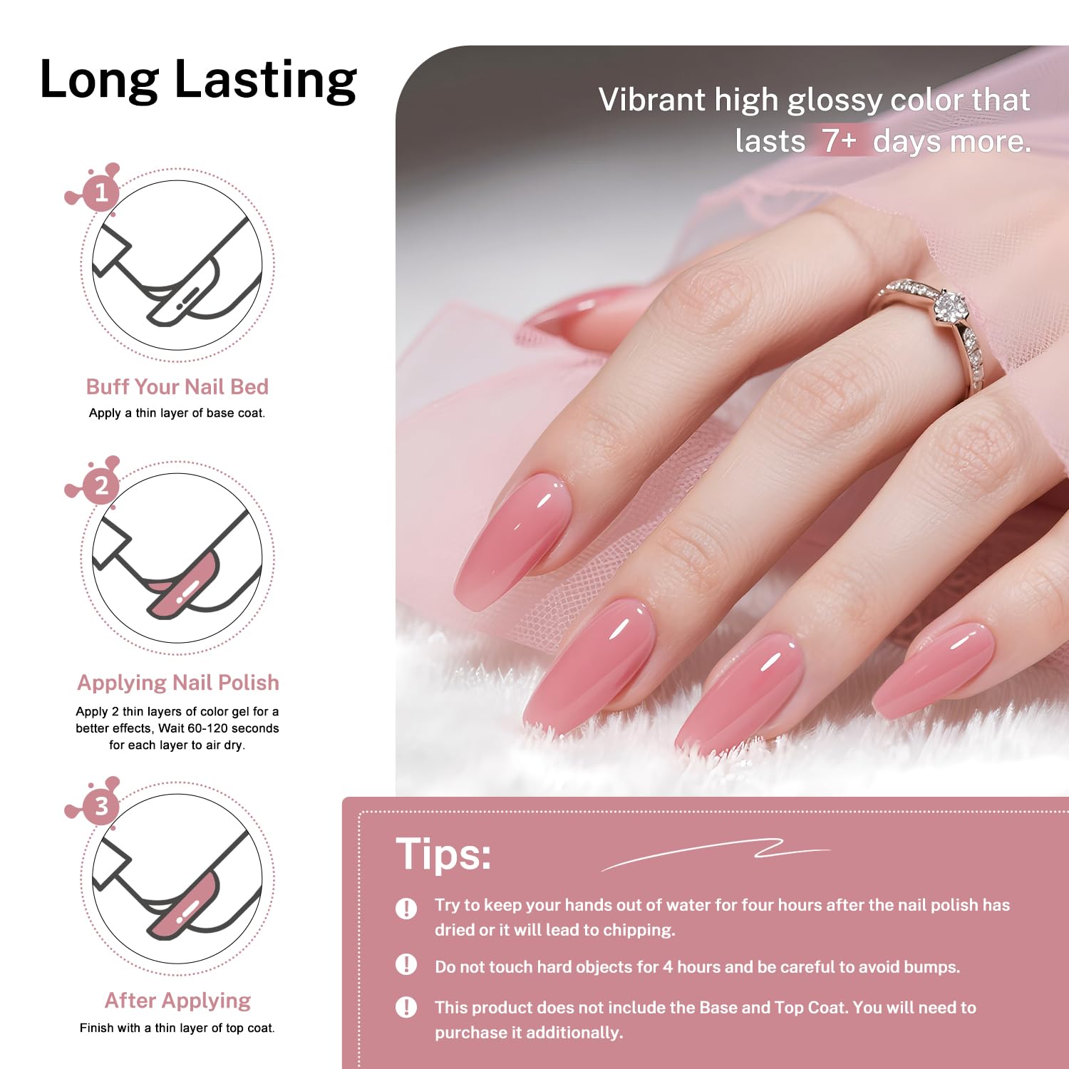 16.5ml Dusty Rose Quick Drying Light Pink Nail Polish for Long Lasting Manicure - Image 6