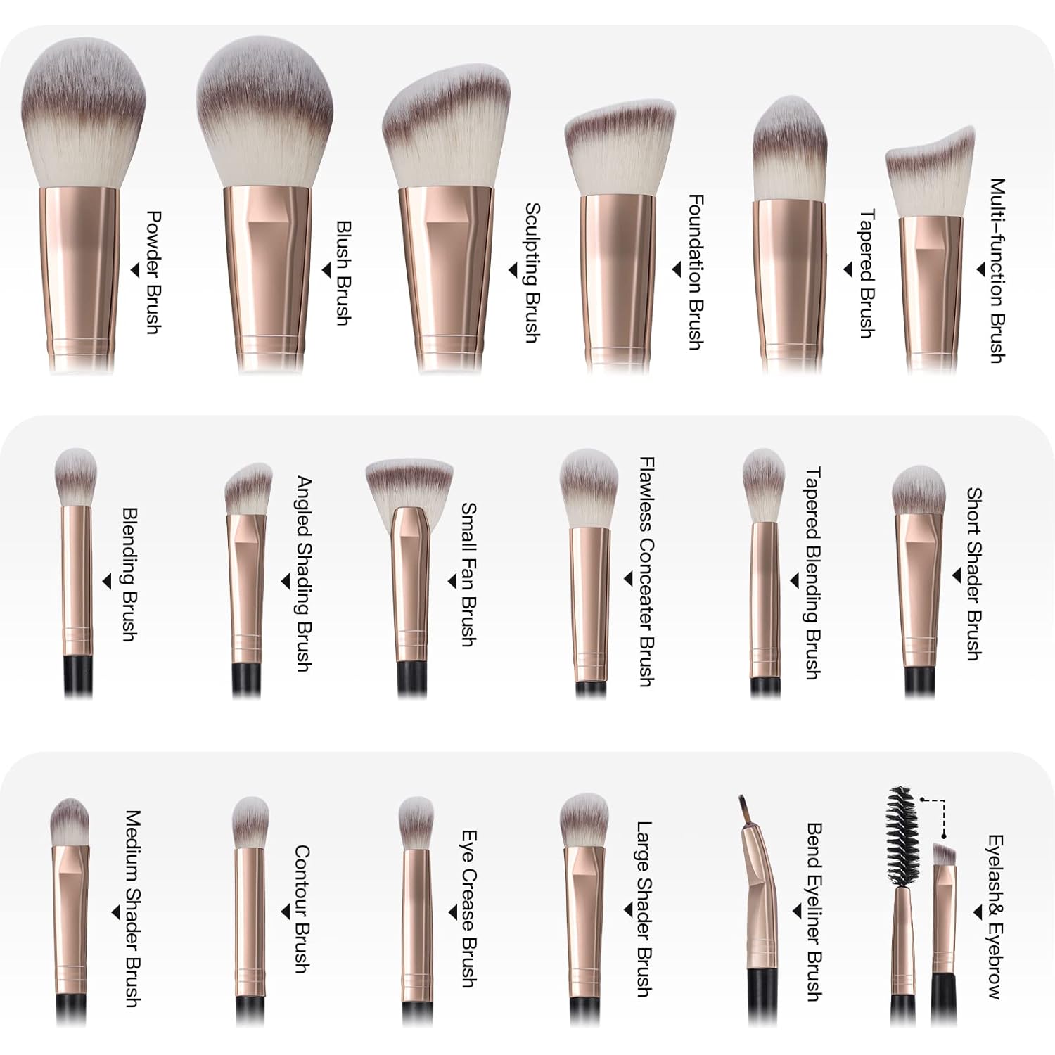 Makeup Brushes with Case, MAANGE 18 Pcs Professional Makeup Brush Set Premium Synthetic Face Kabuki Brush Kit Foundation Blush Powder Eyeshadow Brushes Set Christmas Gift(Coffee) - Image 2