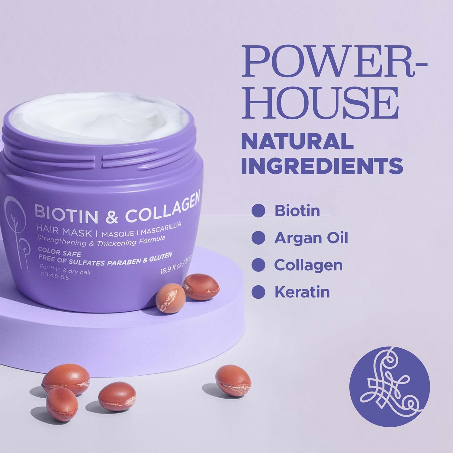 Luseta Biotin Collagen Hair Mask for Dry & Damaged Hair 16.9 Oz, Strengthening & Thickening Treatment Deep Conditioning Hair Treatment - Image 2