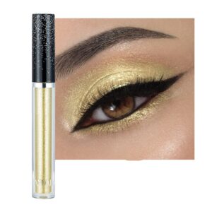 Liquid Glitter Eyeshadow Shining Eye Shadow Makeup Shimmer Long Lasting Quick-Drying (Gold)