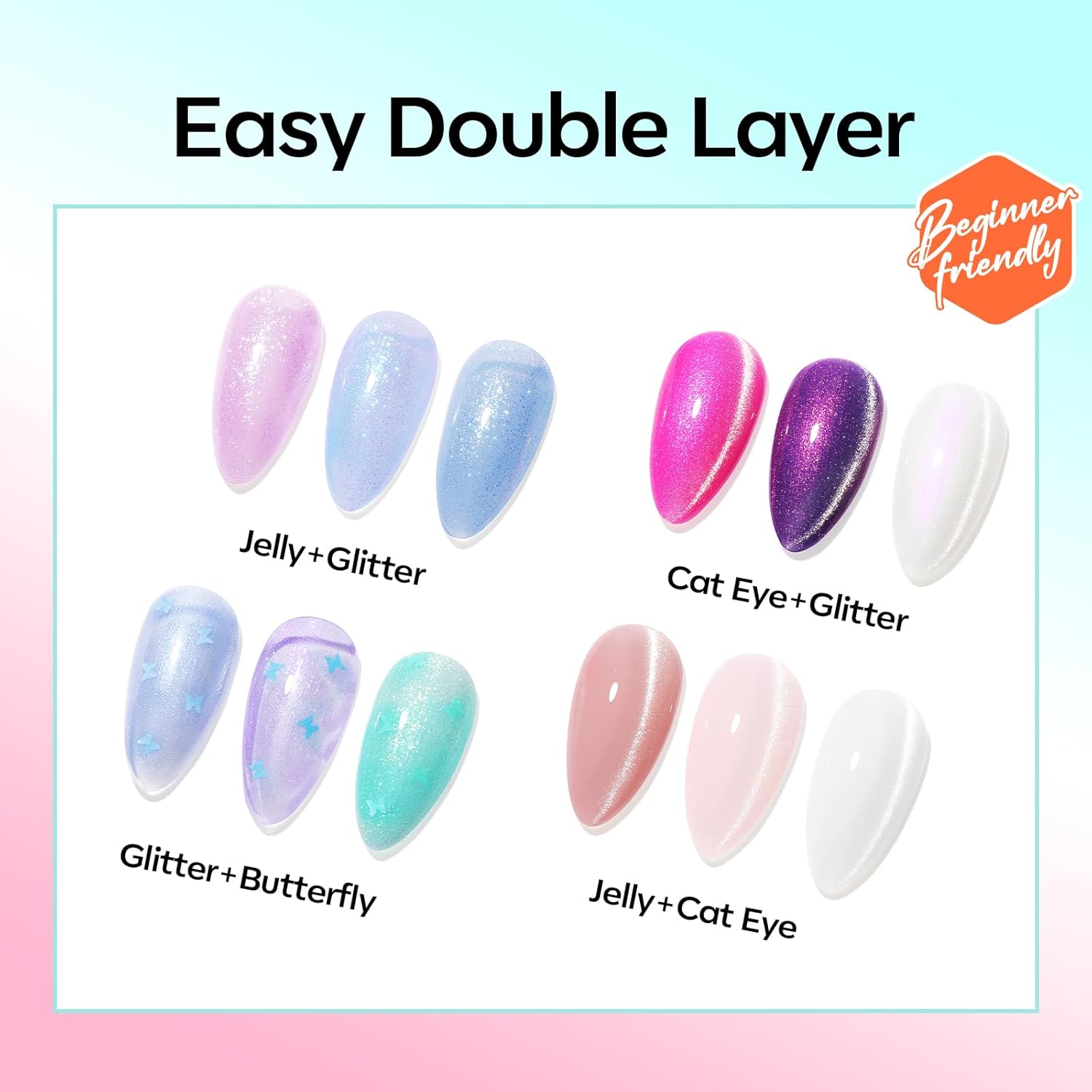 Modelones 32 PCS Summer Gel Nail Polish Set, 28 Colors Glitter Cat Eye Jelly Pearl Chameleon Gel Polish with Magnet, No Wipe Base Coat, Glitter & Glossy & Matte Top Coat Soak Off Nail Art Kit - Image 5