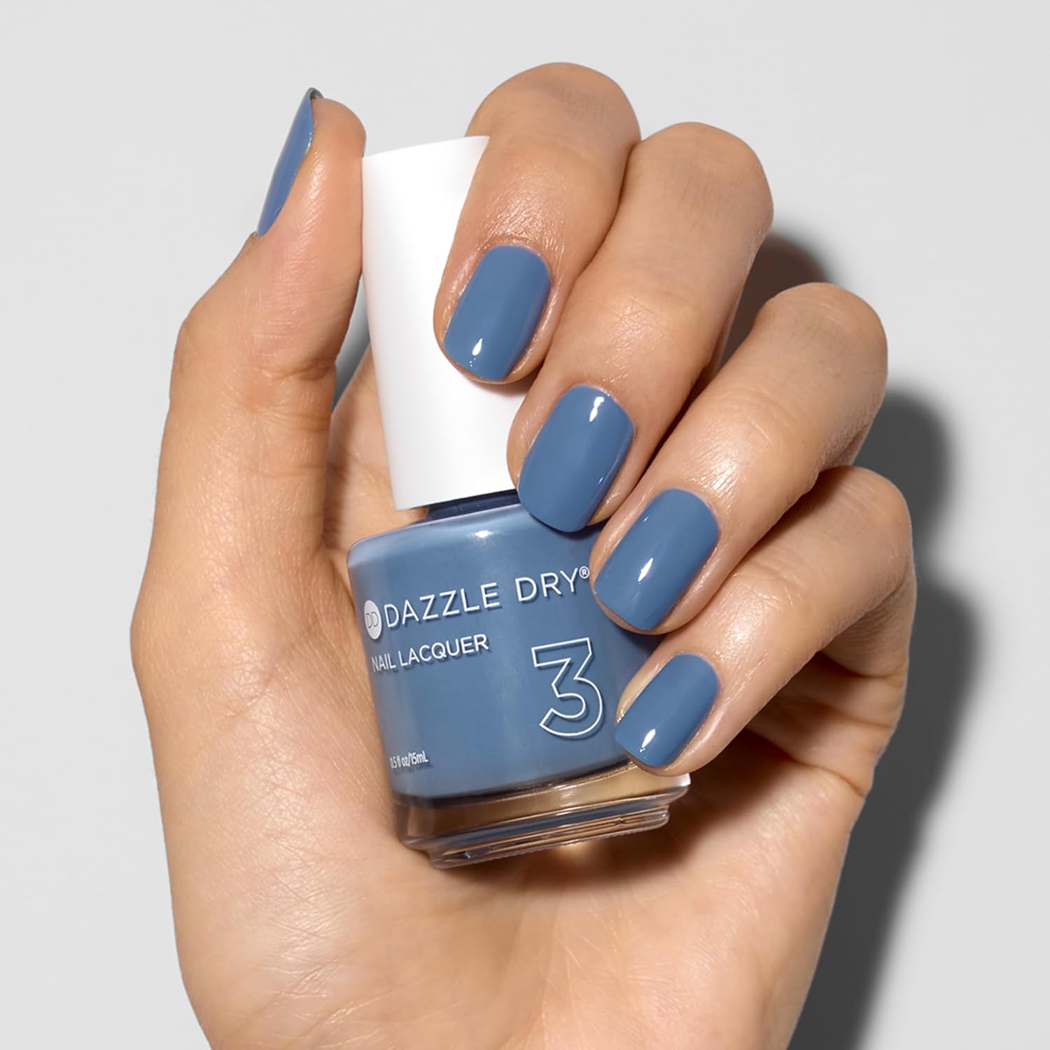 Dazzle Dry Nail Lacquer (Step 3) - Varsity Blues - A muted light denim. Full coverage cream. (0.5 fl oz) - Image 4