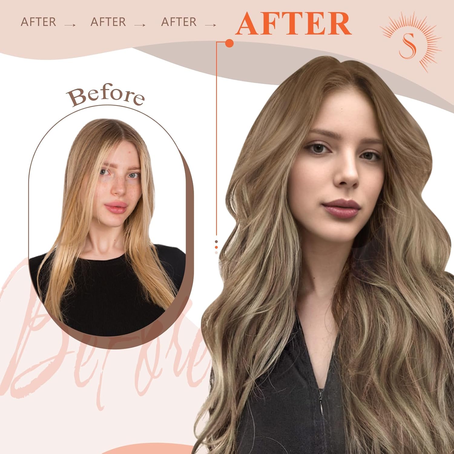Sunny Hair 18inch Medium Brown to Platinum Blonde Balayage U Tip Human Hair Extensions 50g - Image 6