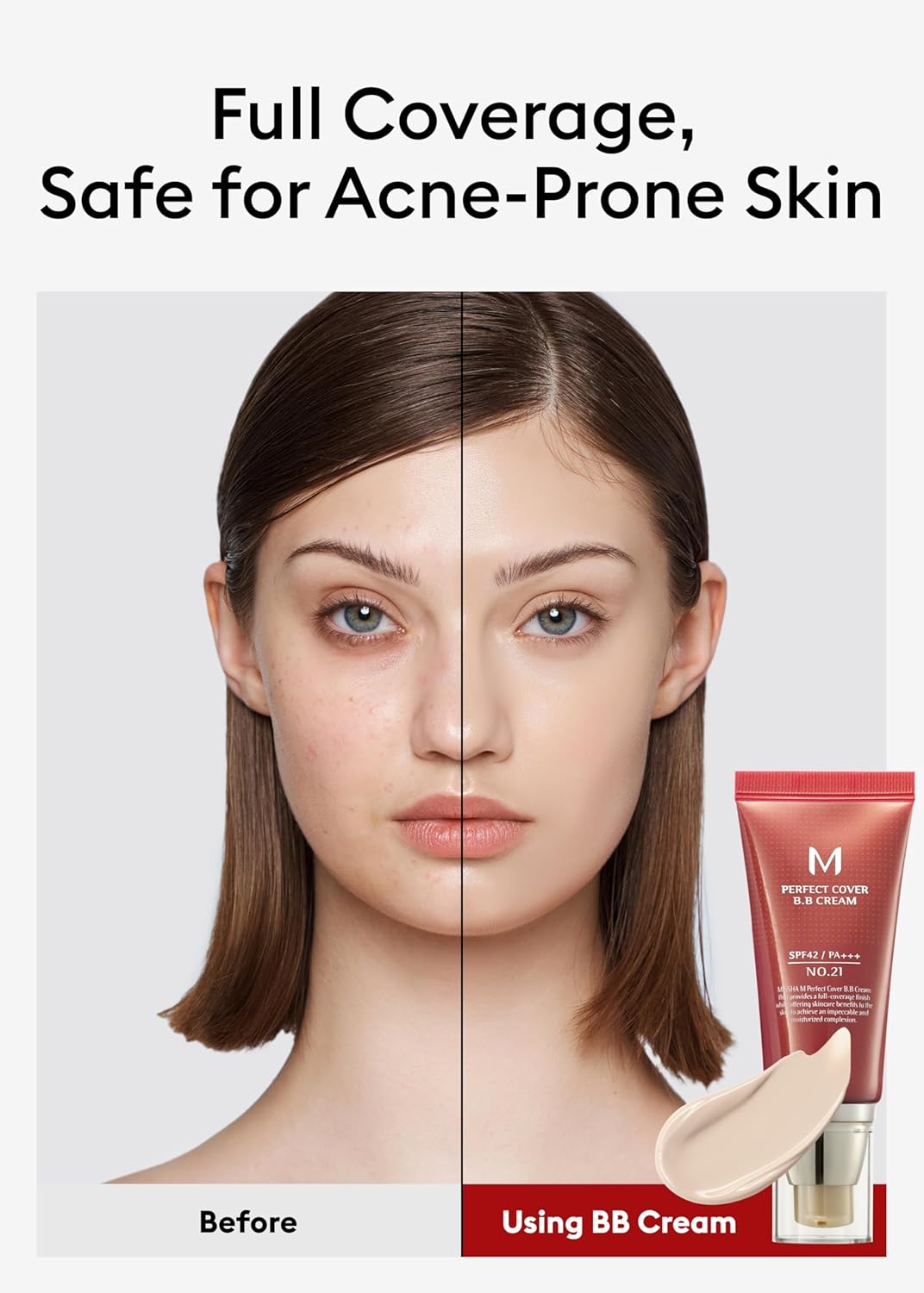 MISSHA M Perfect Cover BB Cream Dual Pack No.21 Light Beige - Light with Cool Undertone SPF 42 PA +++ 1.69 Fl Oz - Tinted Moisturizer with SPF - Image 4