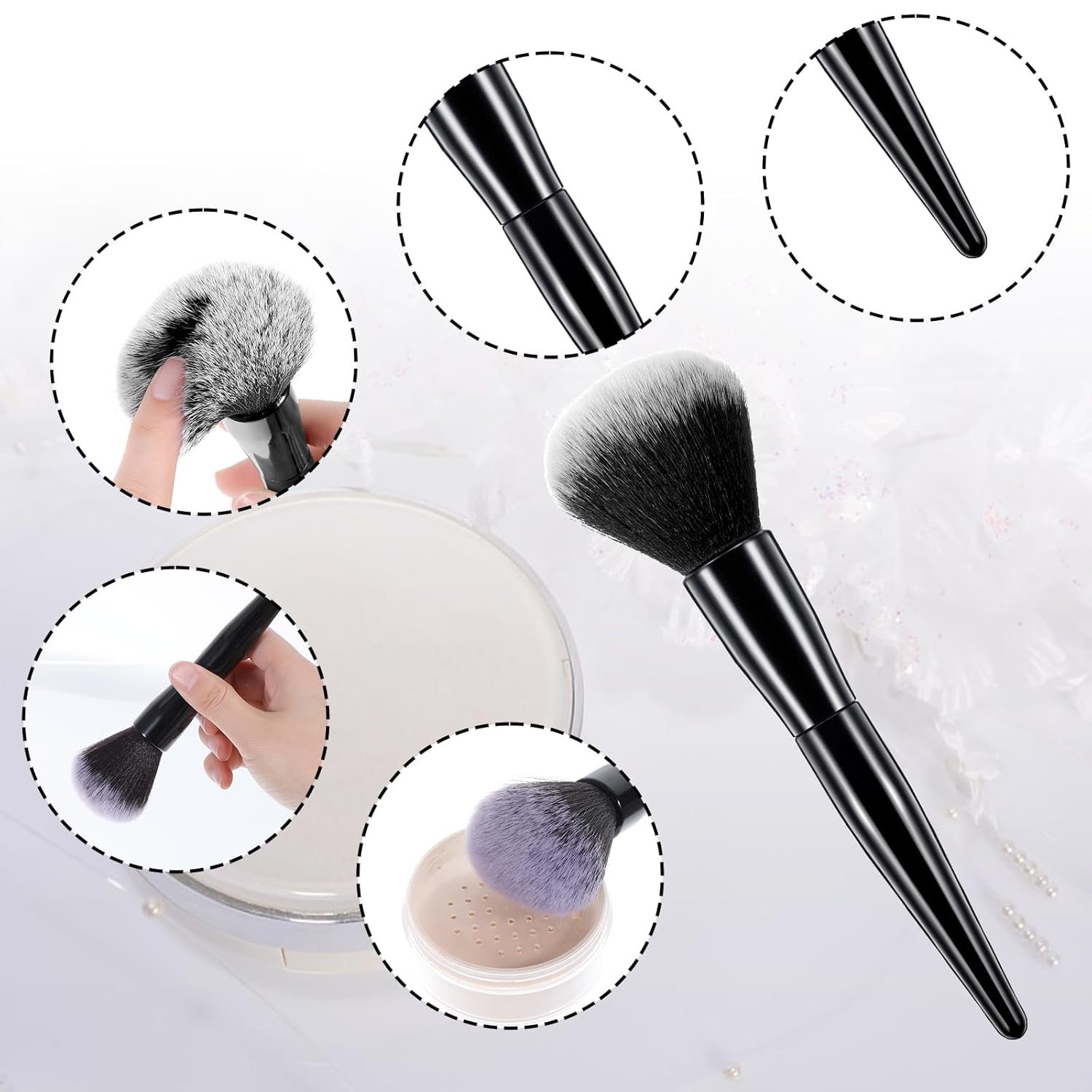 Setting Ultra Plush Fluffy Powder Brush Large Powder Brush Foundation Makeup Brush Powder Brush for Loose Powder,Big Makeup Brush for All-Over Powder Application with Powder Bronzer Foundation - Image 6