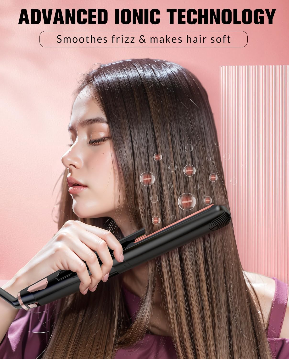 Flat Iron Hair Straightener, Ceramic Hair Straightener and Curler 2 in 1, Rapid 30-Second Heat-Up Hair Straightening Iron with Floating Plates for Less Frizz, Shinier & Smoother Hair - Image 2