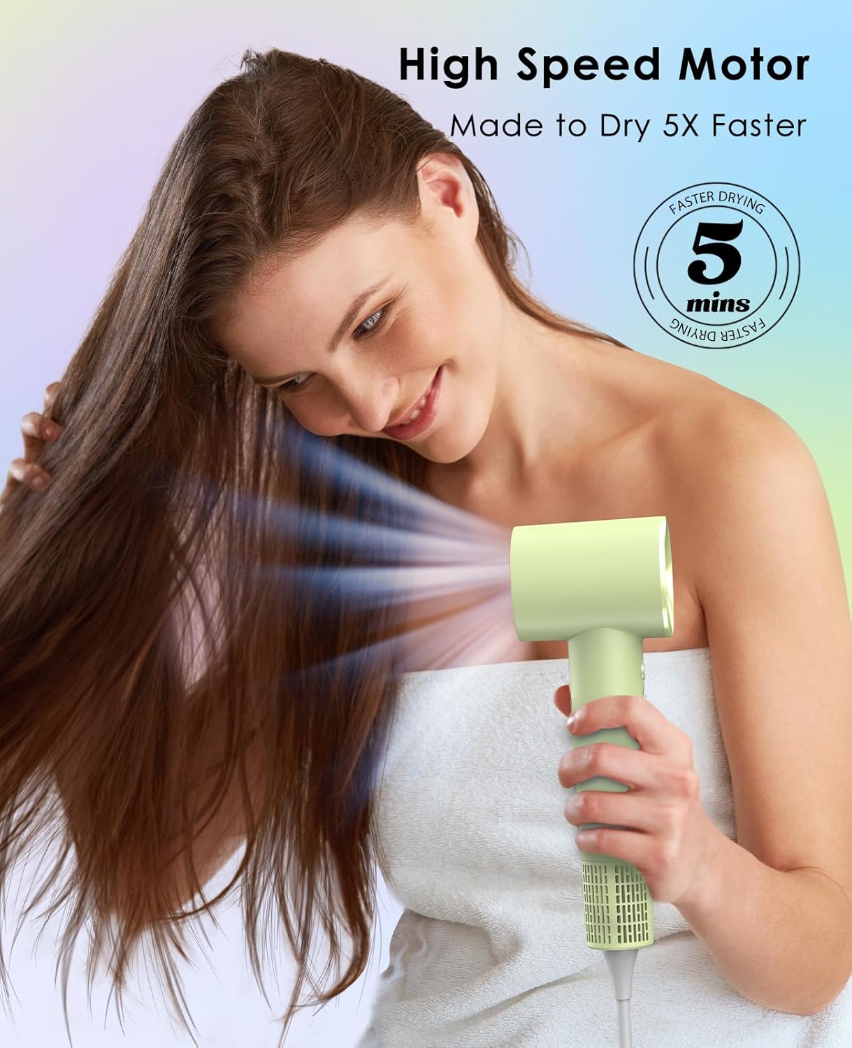 Hair Dryer, Negative Ionic Hair Blow Dryer, High-Speed Blow Dryer with 110, 000 RPM Brushless Motor, Fast Drying Lightweight Travel Hairdryer, Low Noise Home Hair Dryers with Smooth Nozzle - Image 2