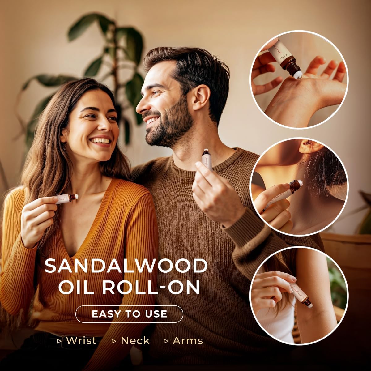 Gya Labs Sandalwood Essential Oil Roll on - Sandalwood Perfume for Women & Men, 100% Pure Natural Aromatherapy Oil Roller for Skin, Alcohol Free, Travel Size (0.34 Fl Oz) - Image 4