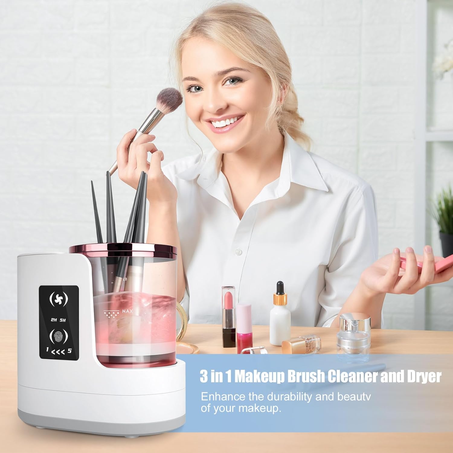 Electric Makeup Brush Cleaner-3 IN 1 Automatic Makeup Brush Cleaner with Makeup Brush Dryer, Multi-Functional Portable USB Deep Cleaning for All Types of Makeup Brushes - Image 7