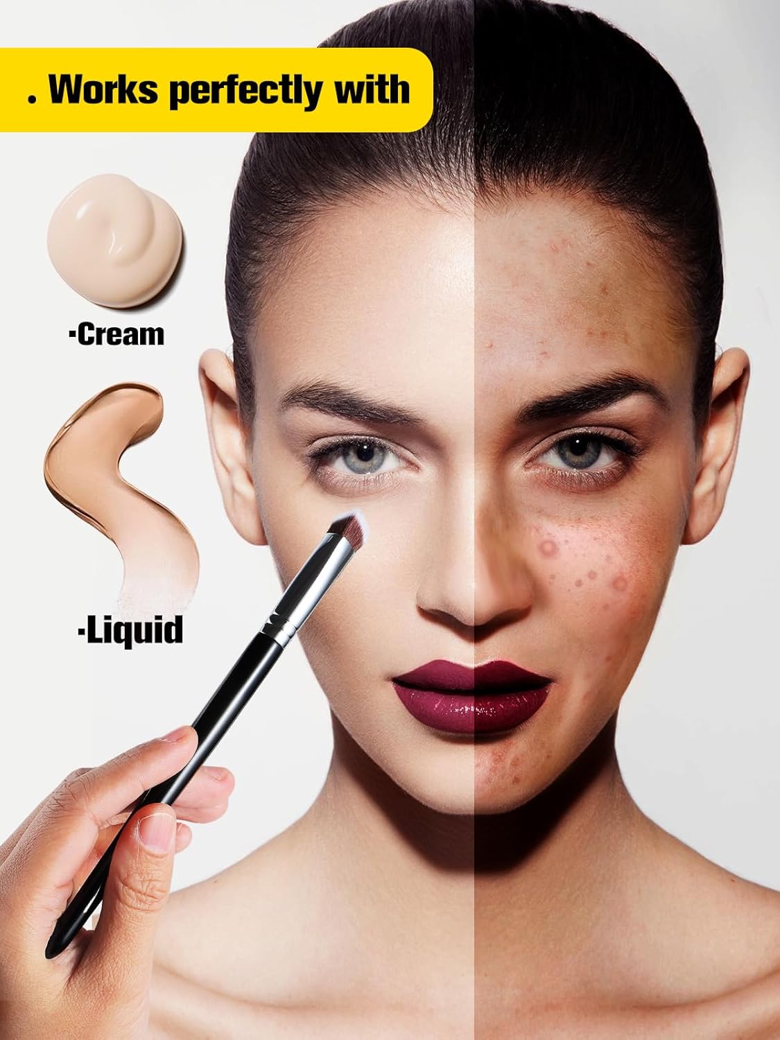 EIGSHOW Concealer Brush Under Eye, Small Triangle Brushes for Precise Coverage Dark Circles Blemishes Acne, Blending Cream and Liquid (F658) - Image 4