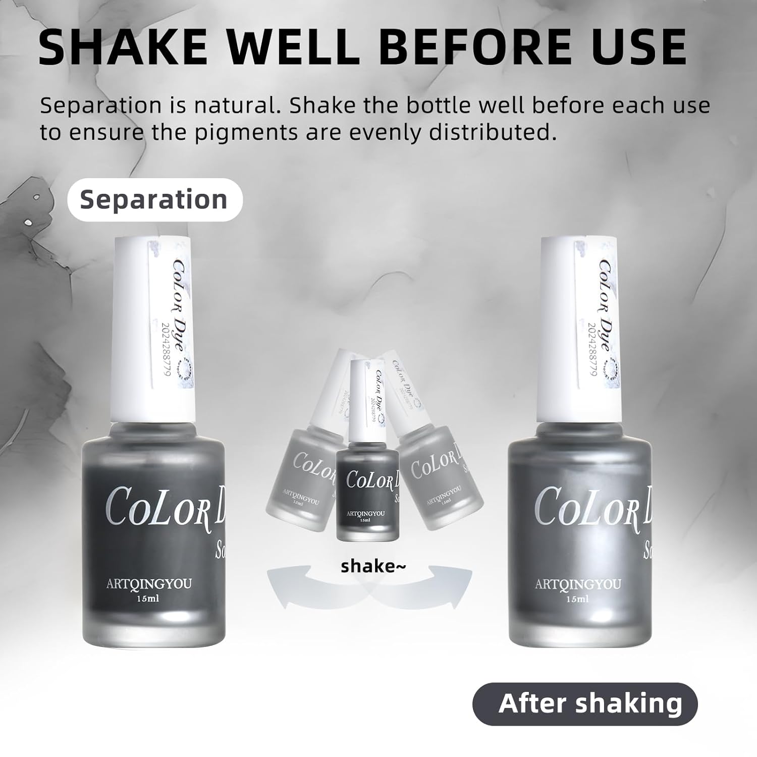 Metallic Marble Nail Polish, 15ml Metal Blooming Gel Nail Polish Mirror Effect Silver Nail Polish, Metallic Painted Drawing Striper Gel Polish for Spreading Effect Swirl French Nail Design - Image 3