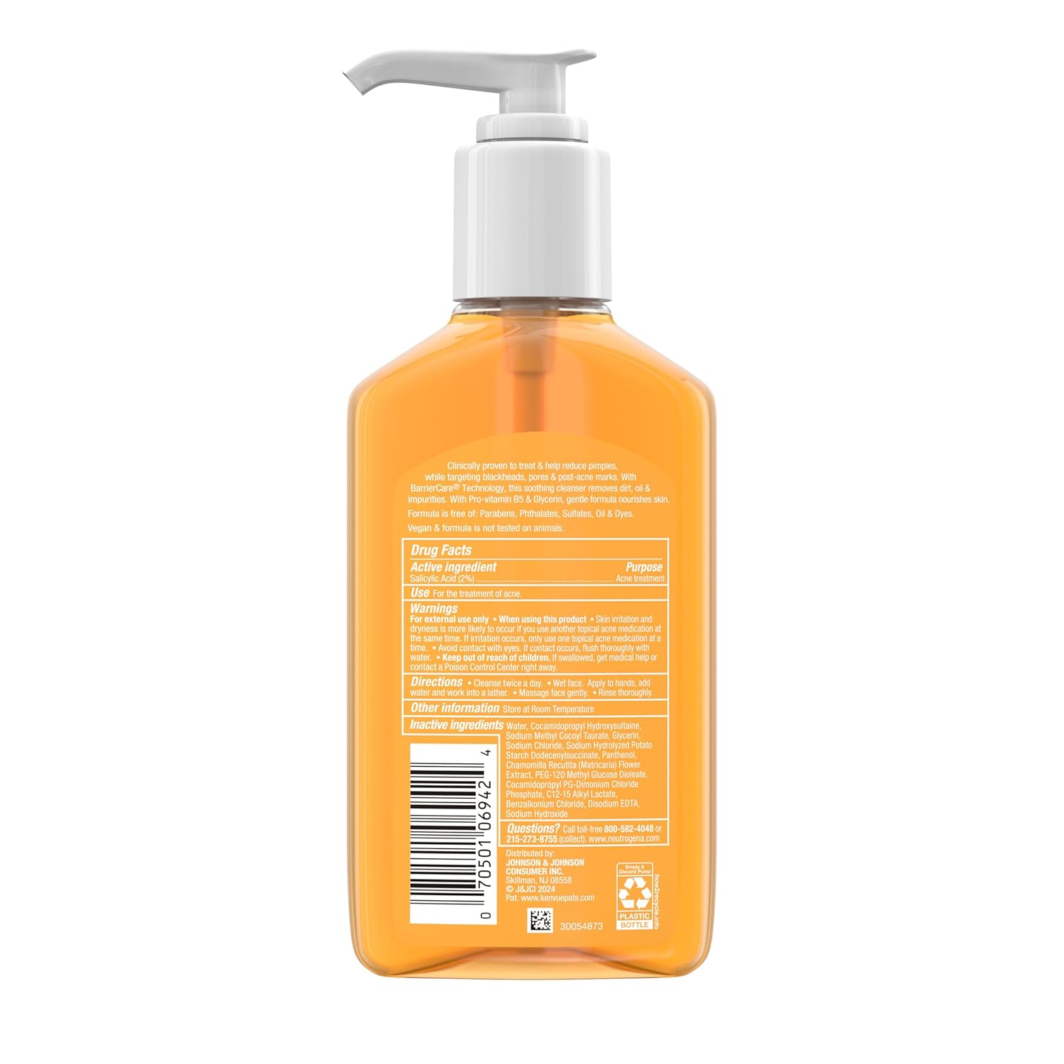 Neutrogena Oil-Free Acne Face Wash, Sensitive Skin Facial Cleanser with 2% Salicylic Acid Acne Treatment, Daily Fragrance Free Face Wash for Acne Prone Skin, 9.1 fl oz - Image 9