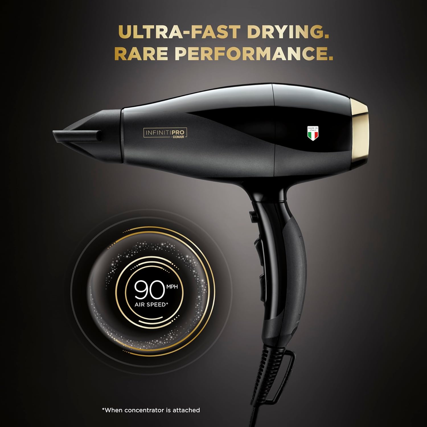 INFINITIPRO by CONAIR ArteBella Hair Dryer | Italian Performance Hair Dryer with Diffuser | Luxurious Experience and Ultra-Fast Drying Power Hair Blow Dryer - Image 3