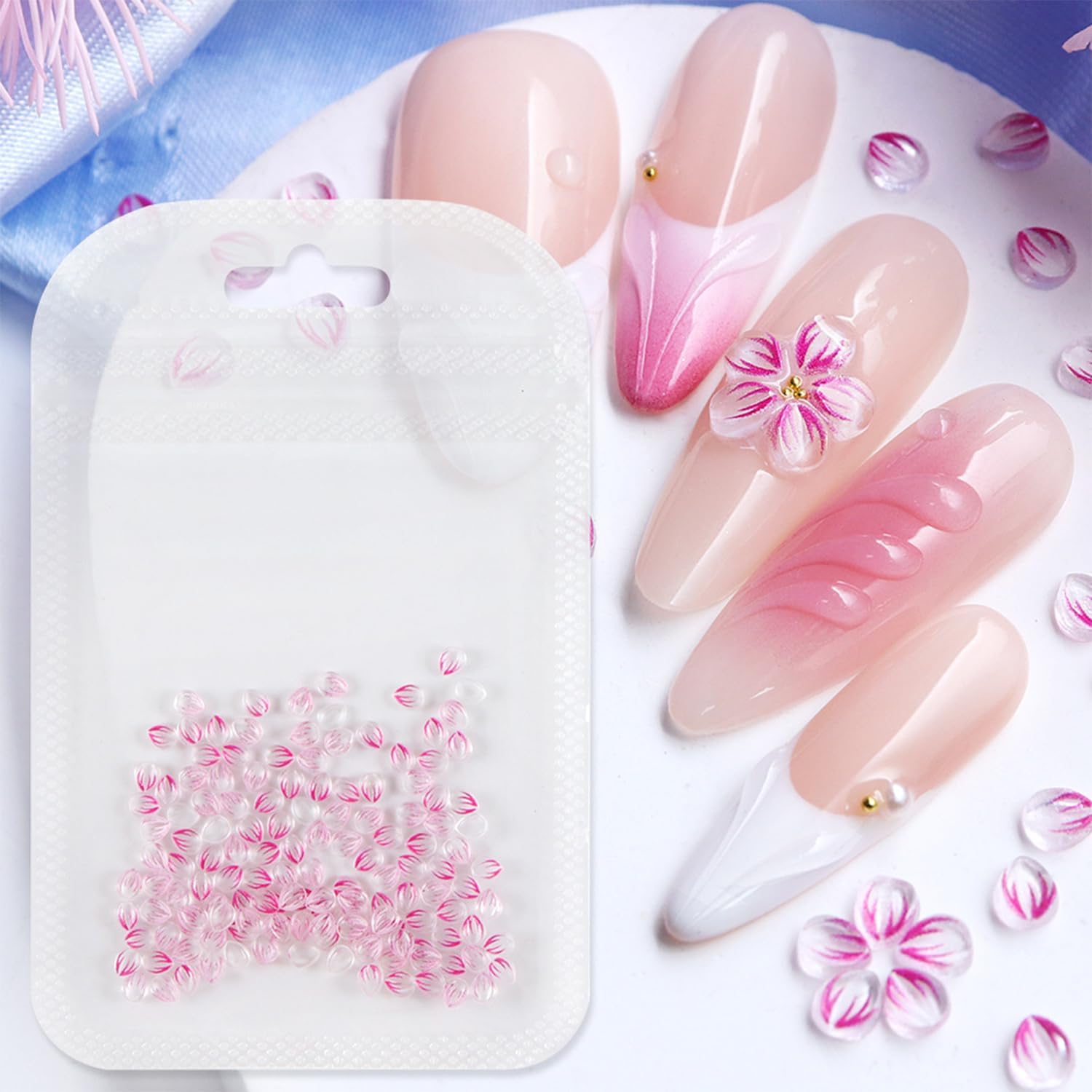 Flowers Nail Charms 3D Resin Clear Petals Charms for Acrylic Nails Floral Nail Art Charms Spring Summer Nail Supplies for Women DIY Nail Decorations Accessories (150 pcs) - Image 2