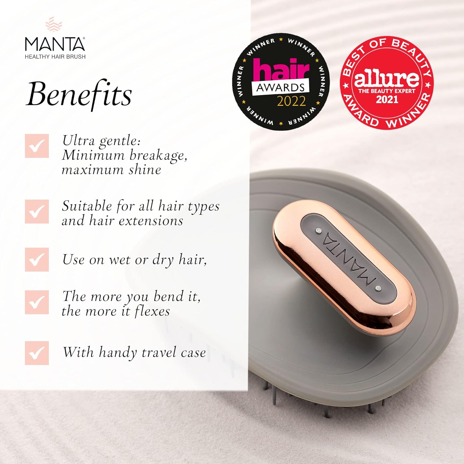 MANTA Pulse Electric Scalp Massage Brush โ Wet Exfoliating Scalp Massager, Shampoo Brush for Hair Growth with Shower Holder, Grey - Image 6