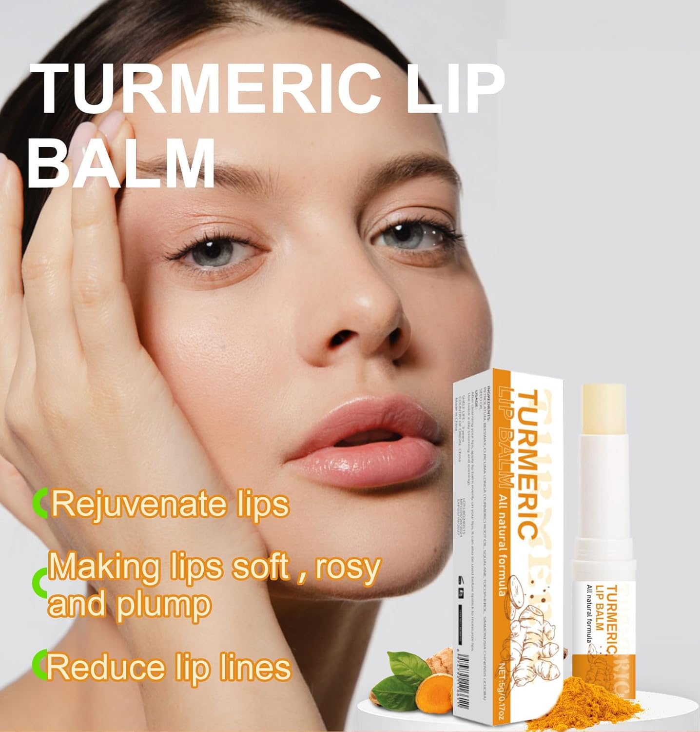 Turmeric Lip Balm for Smokers With Root Oil - Brightening for Dark Lips, Long-Lasting Moisturizer for Dry, Cracked, and Dull Lips - All Natural Hydrating Skin Care, 0.17 oz - Image 2