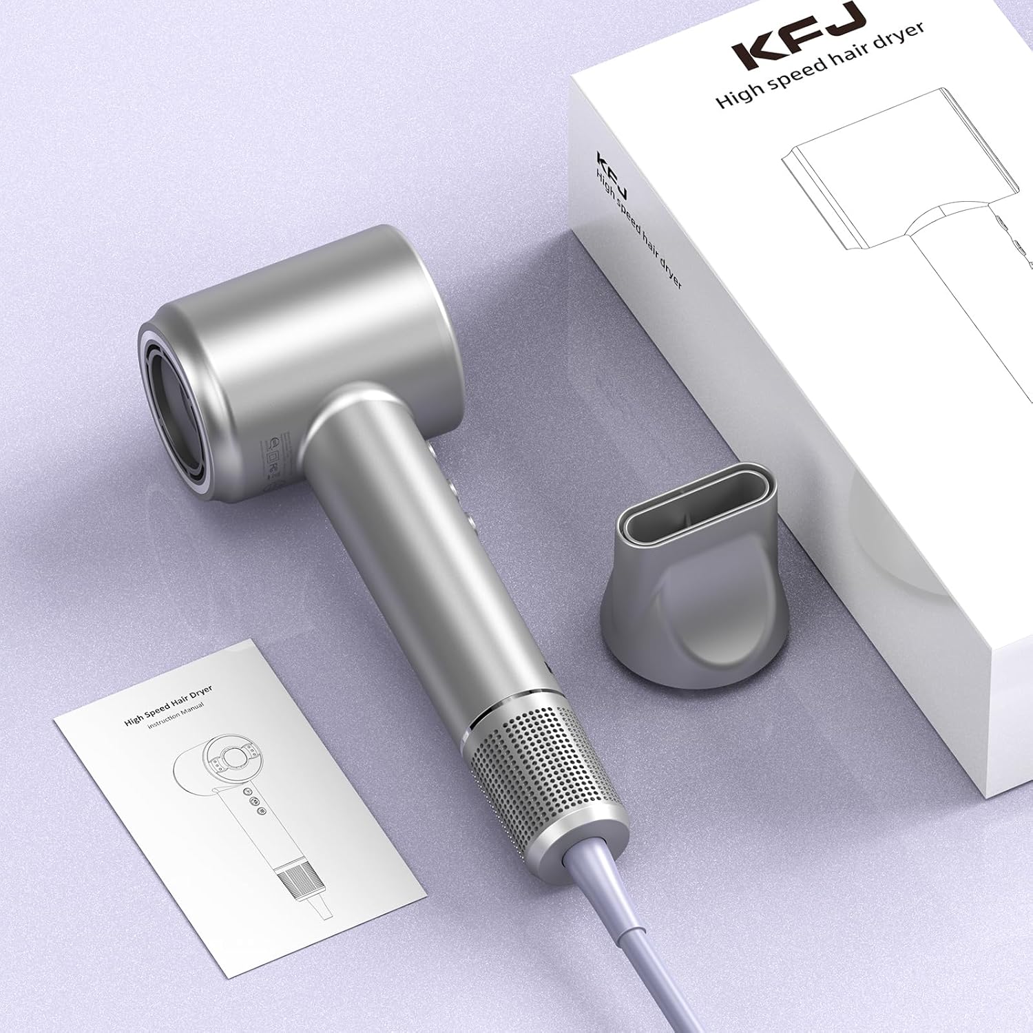KFJ 2024 Upgraded High Speed Hair Dryer, Professional Negative Ionic Blow Dryer, 110000 RPM Brushless Motor for Fast Drying, 1400W Low Noise Thermo-Control Hair Dryer with Magnetic Nozzle - Image 9