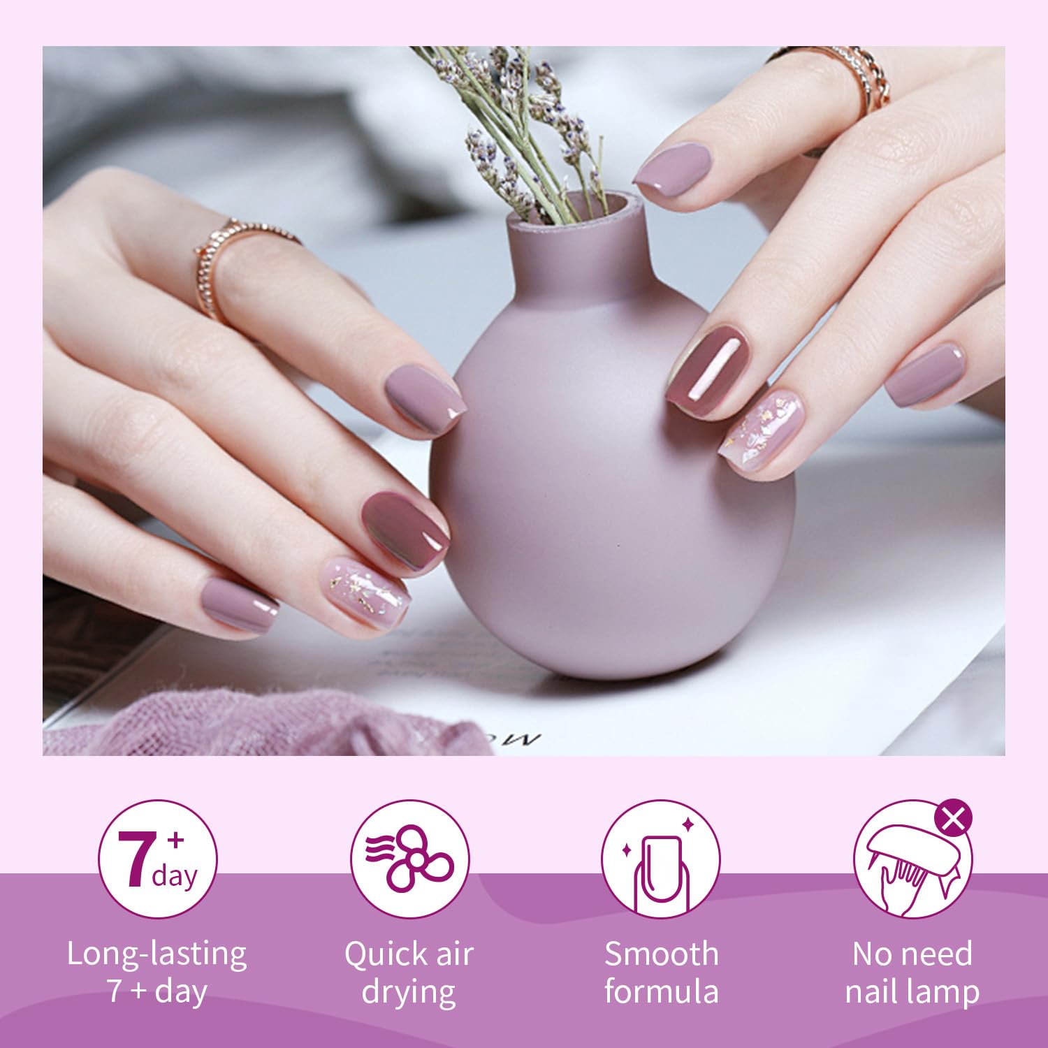 10ml Nude Pink Nail Polish Set 6 Colors Brown Red Purple All Seasons Neutral Color Quick Dry Nail Polish Set for Women Salon DIY Nail Art - Image 5