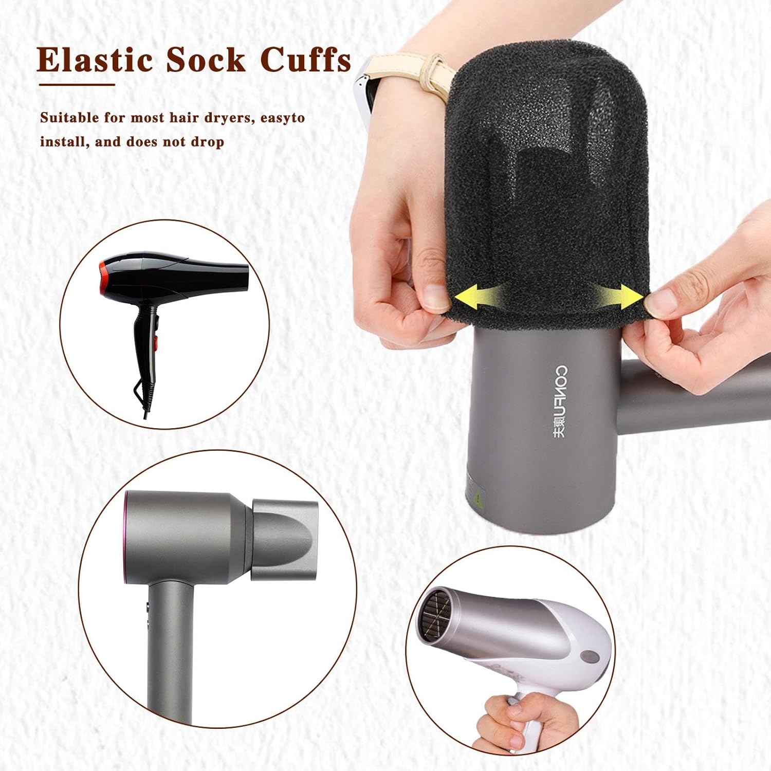 Hot Sock Diffuser for Hair Dryer,2 Pack Universal Diffuser Hair Dryer Attachment Portable Hair Dryer Sock Diffuser Cover with Elastic Band for Home Travel Hotel - Image 3