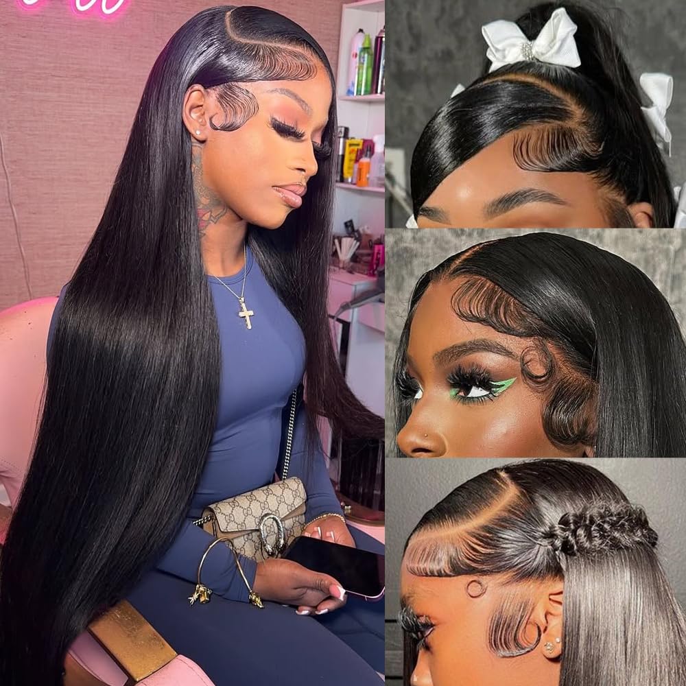 30 Inch 13x6 Lace Front Wigs Human Hair 200 Density Straight HD Lace Front Wigs Human Hair Pre Plucked with Baby Hair Glueless Wig Virgin Human Hair Lace Front Wigs for Women - Image 2